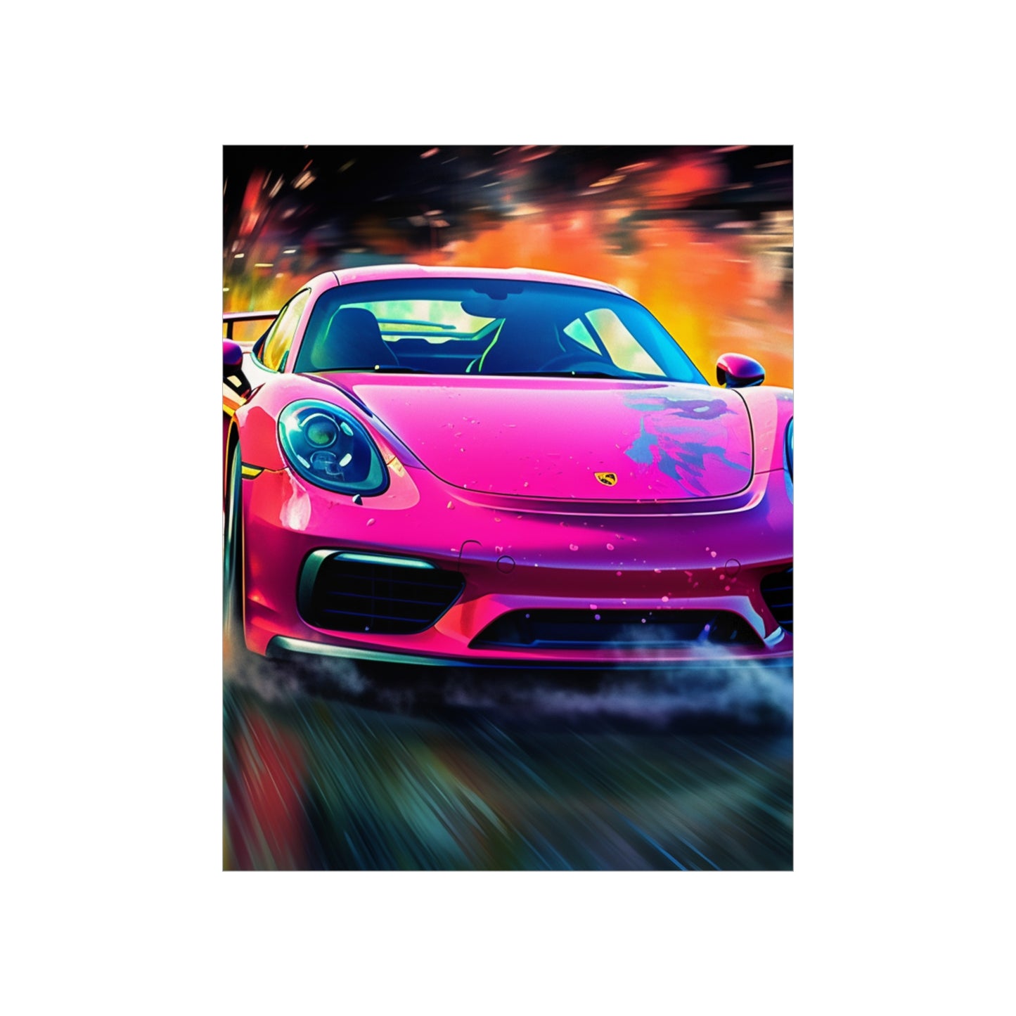 Premium Matte Vertical Posters Pink Porsche water fusion 4