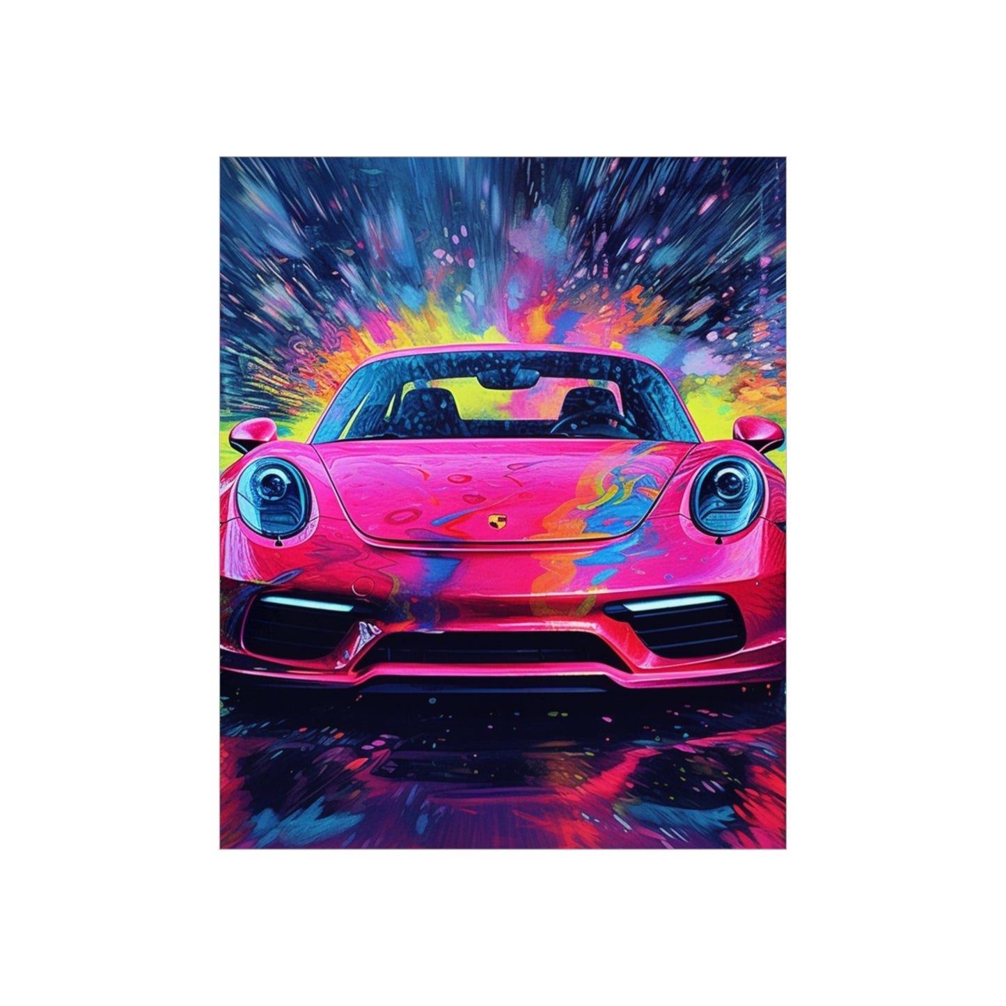 Premium Matte Vertical Posters Pink Porsche water fusion 3