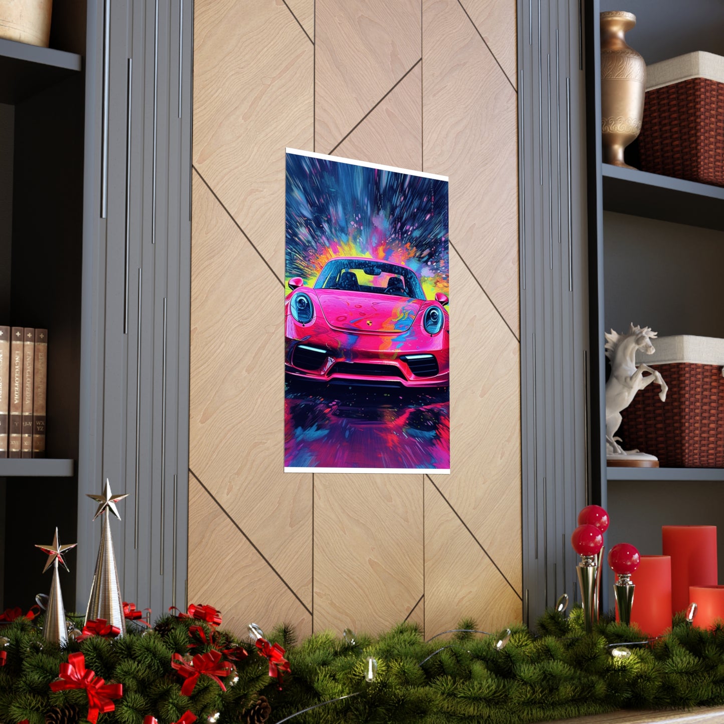 Premium Matte Vertical Posters Pink Porsche water fusion 3