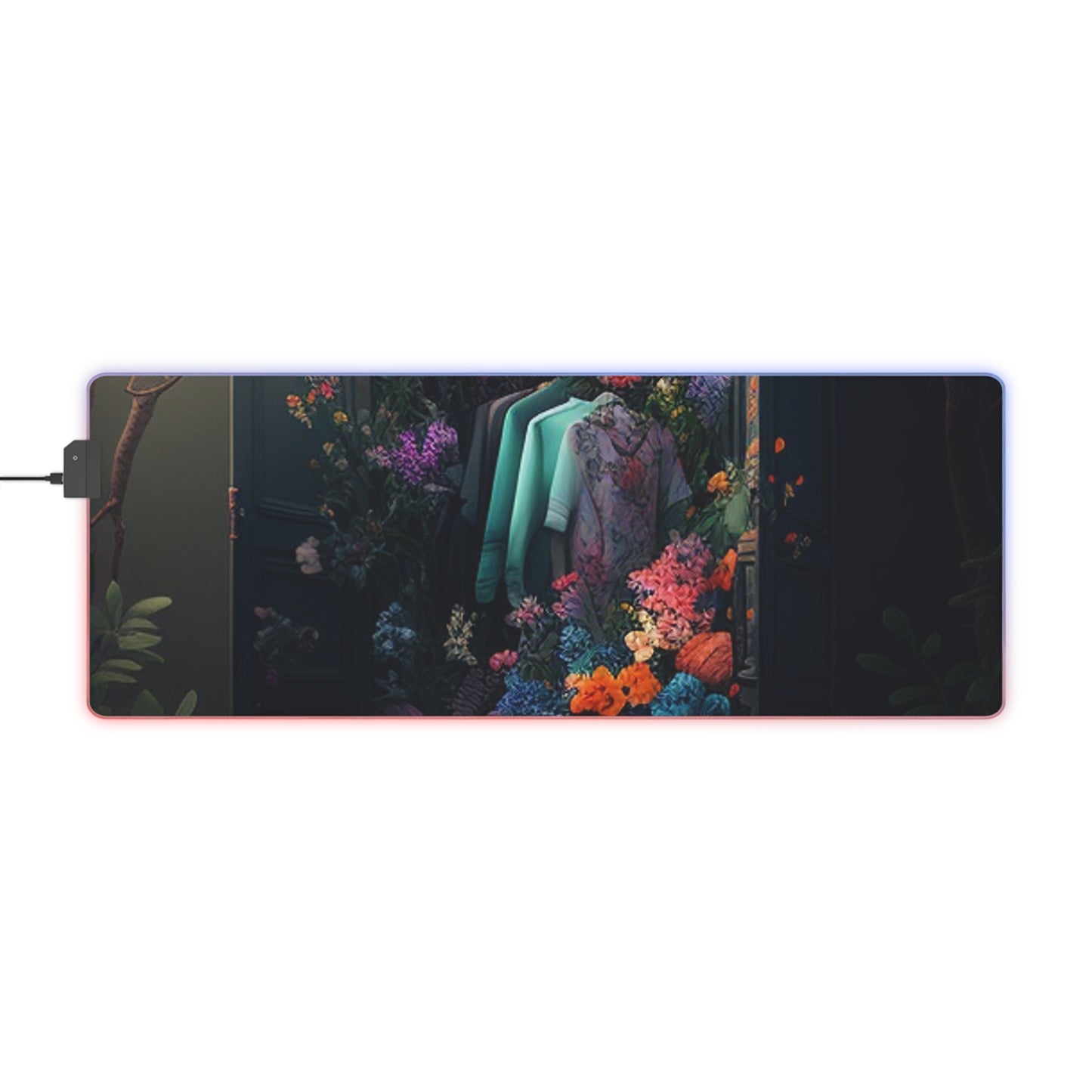 LED Gaming Mouse Pad A Wardrobe Surrounded by Flowers 1