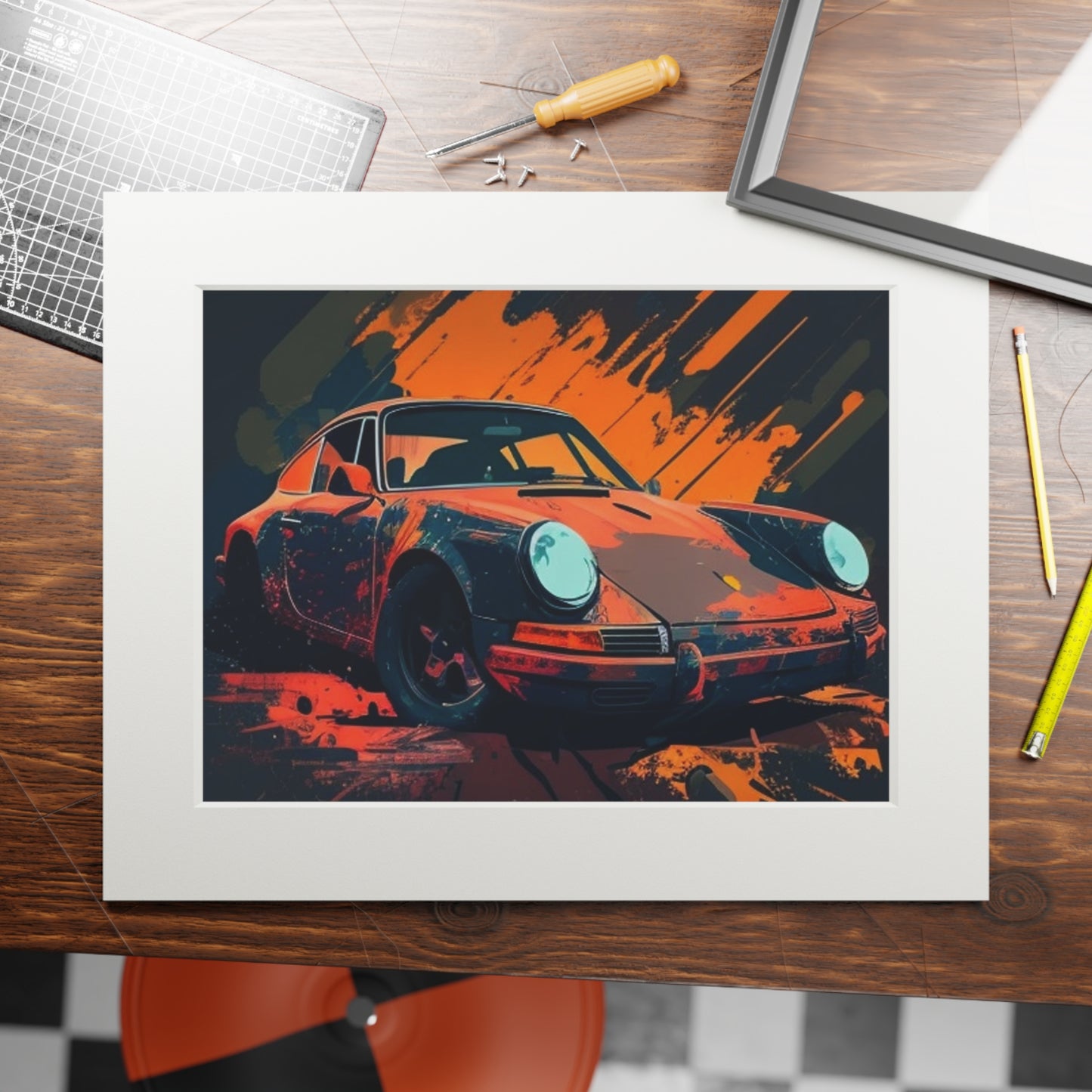 Fine Art Prints (Passepartout Paper Frame) Porsche Abstract 3