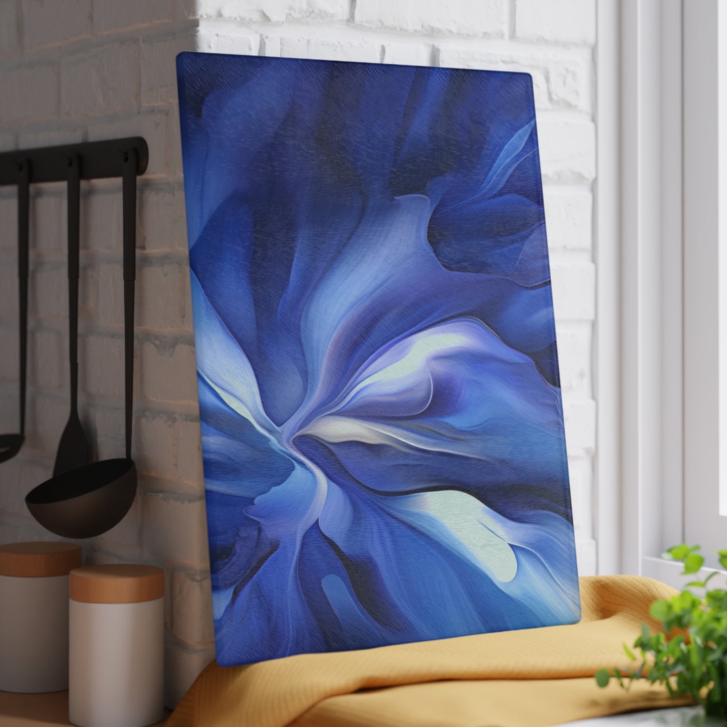 Glass Cutting Board Abstract Blue Tulip 3