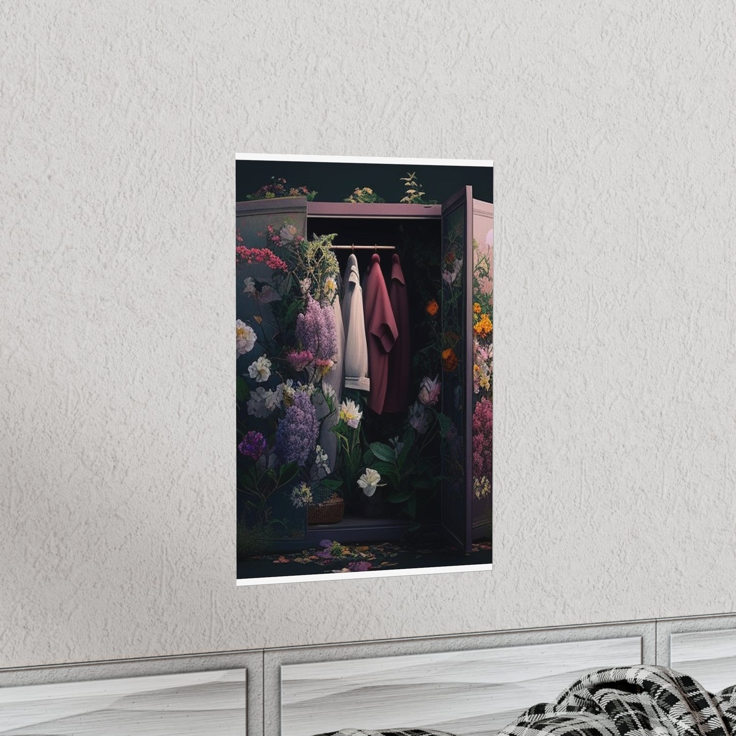 Premium Matte Vertical Posters A Wardrobe Surrounded by Flowers 2