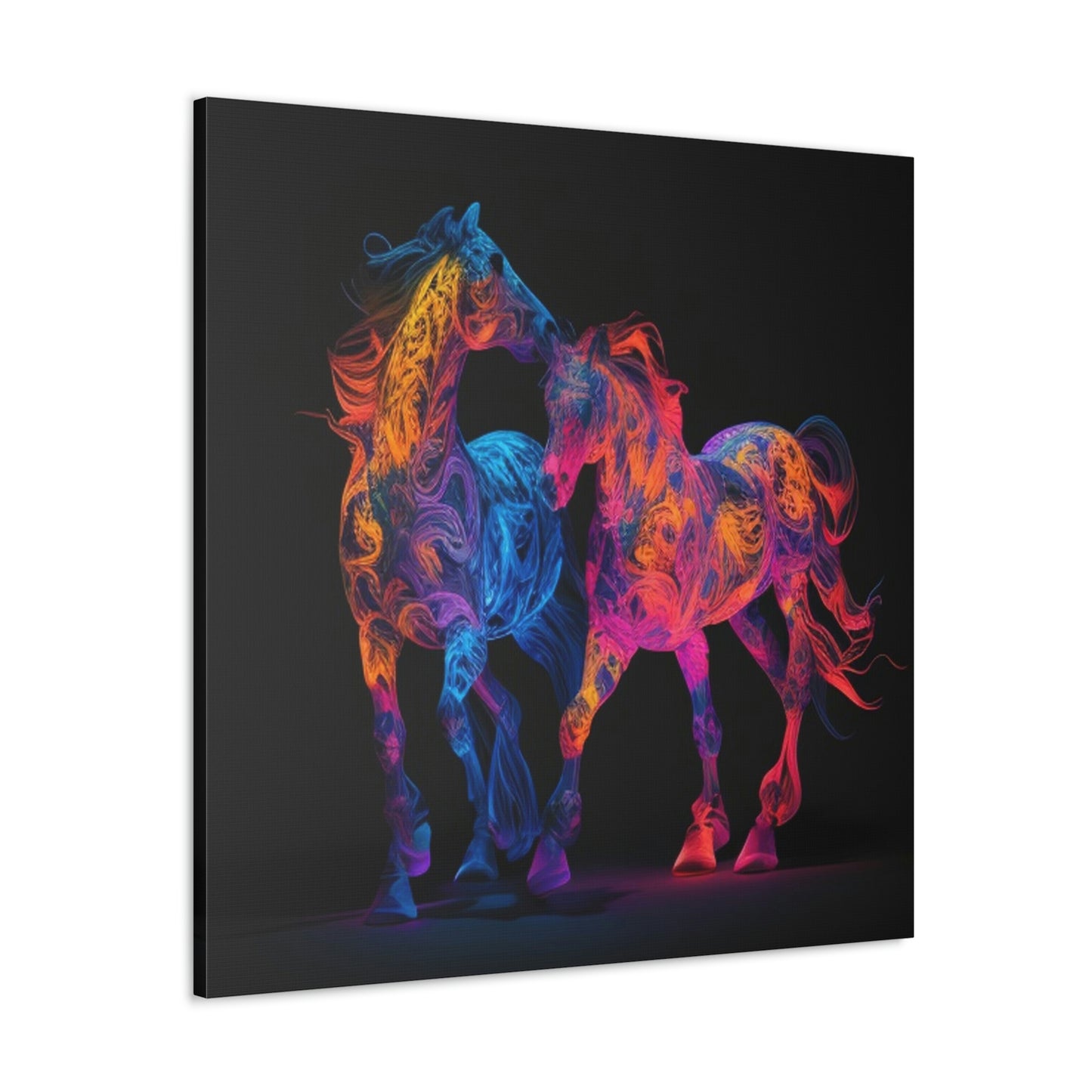 Canvas Gallery Wraps Two Neon Horses 1