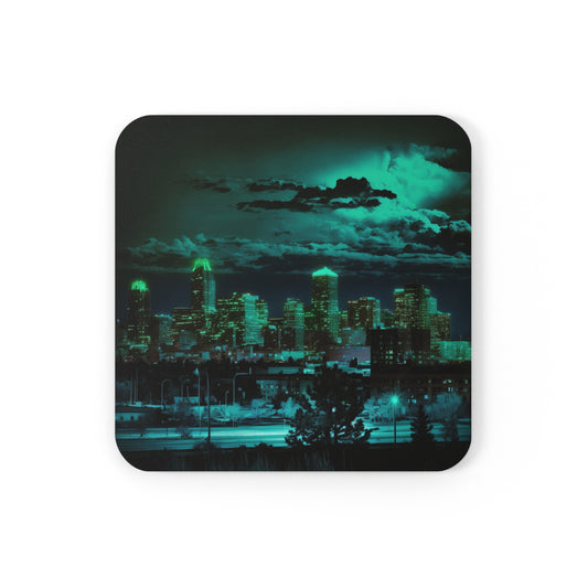 Cork Back Coaster Neon Denver 2