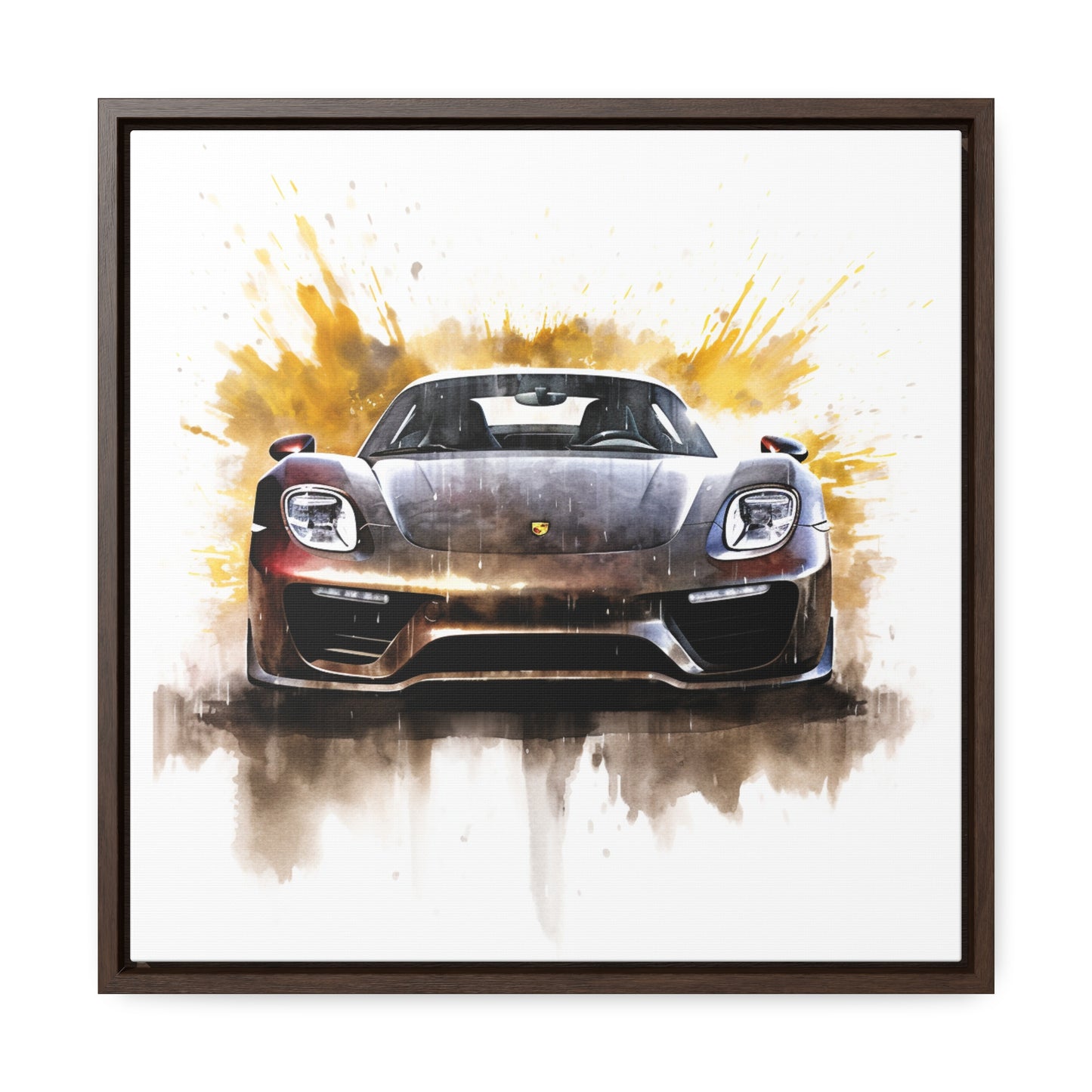 Gallery Canvas Wraps, Square Frame 918 Spyder white background driving fast with water splashing 1