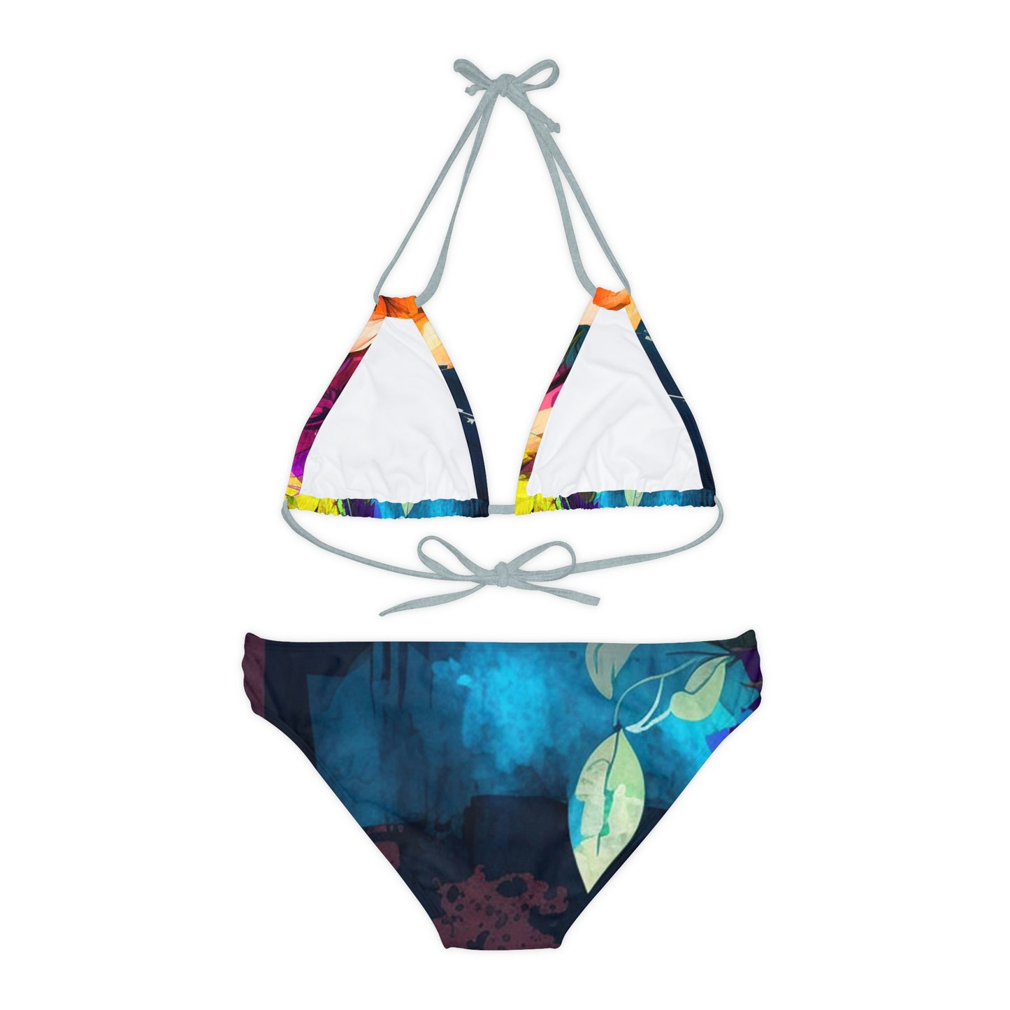 Strappy Bikini Set (AOP) Bright Spring Flowers 4