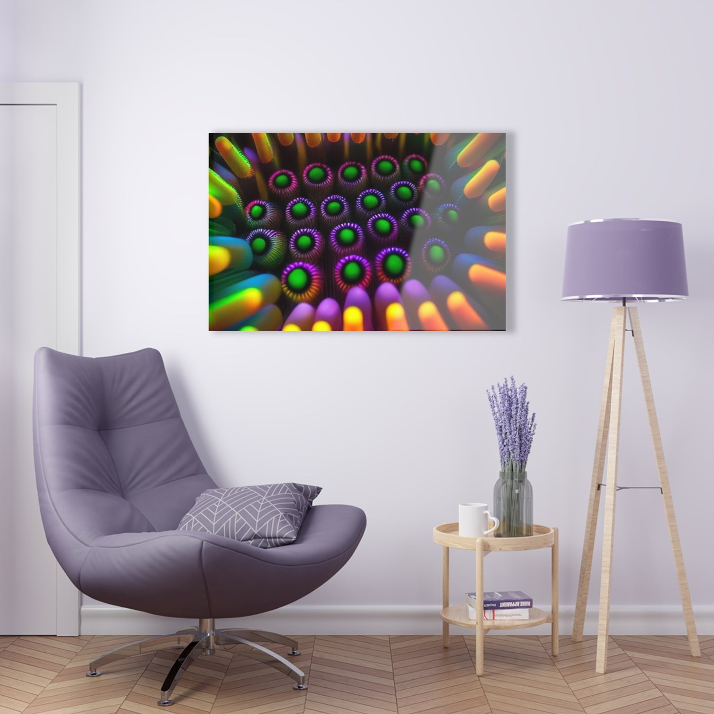 Acrylic Prints Macro Cactus neon square 4