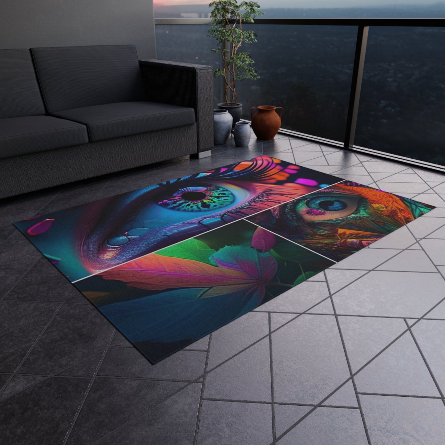 Outdoor Rug  Neon Florescent Glow 3