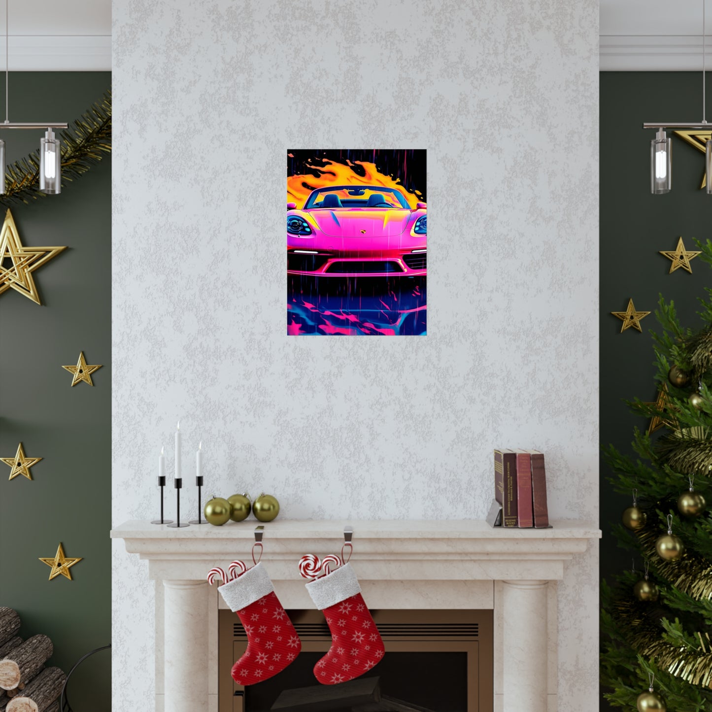 Premium Matte Vertical Posters Pink Porsche water fusion 1