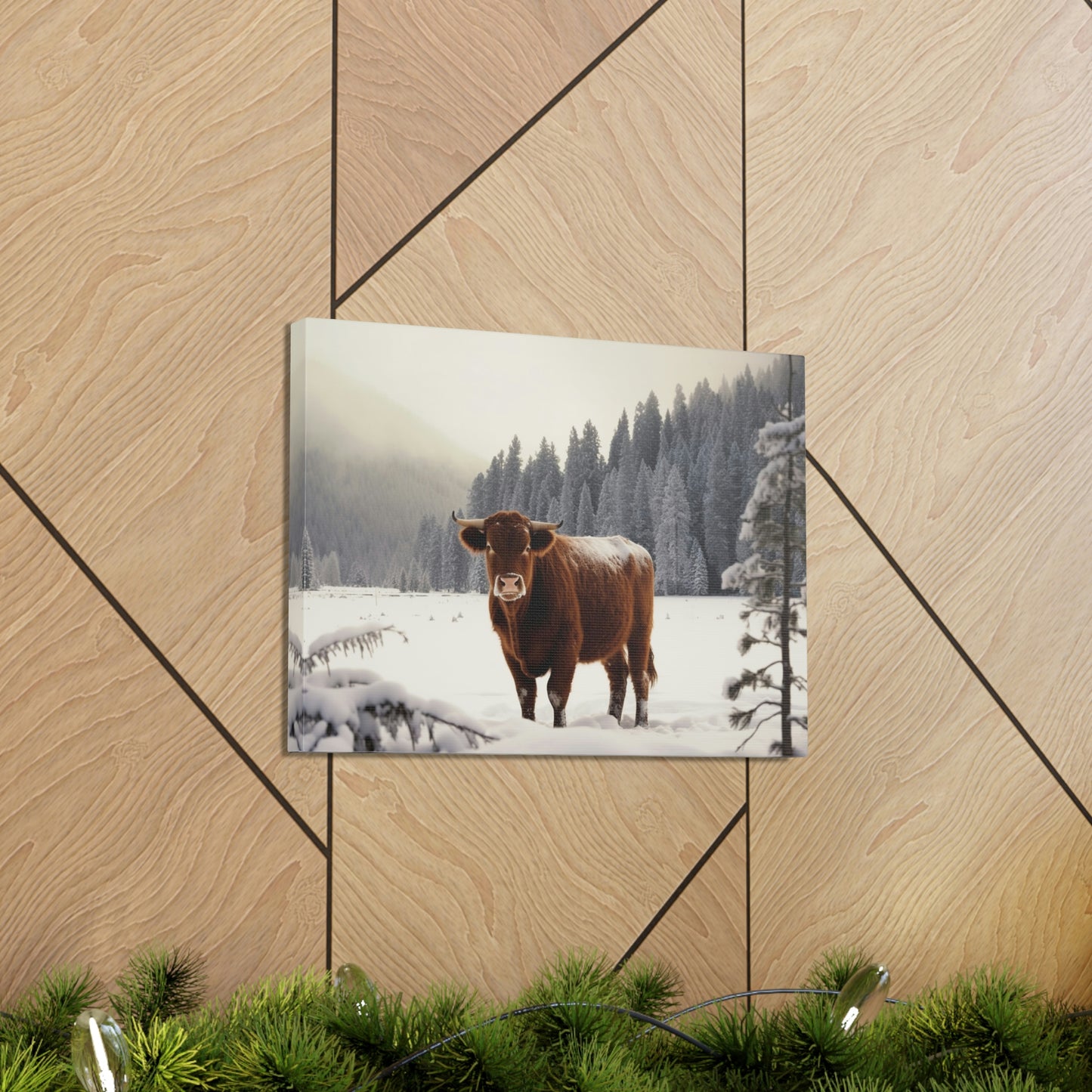 Canvas Gallery Wraps Cow Snow 3