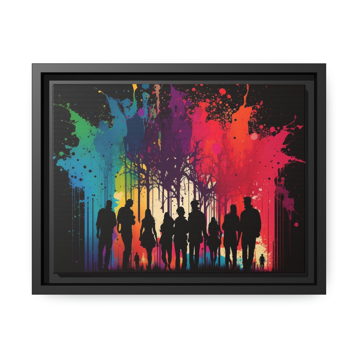 Matte Canvas, Black Frame Silhouettes Color Party 2