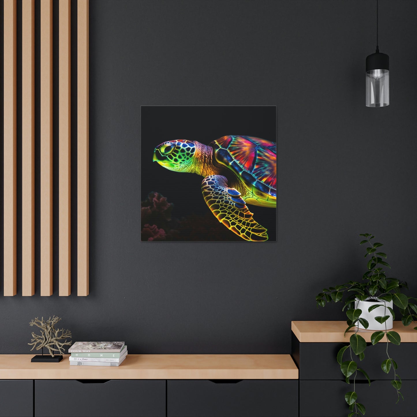 Canvas Gallery Wraps Neon Sea Turtle 4