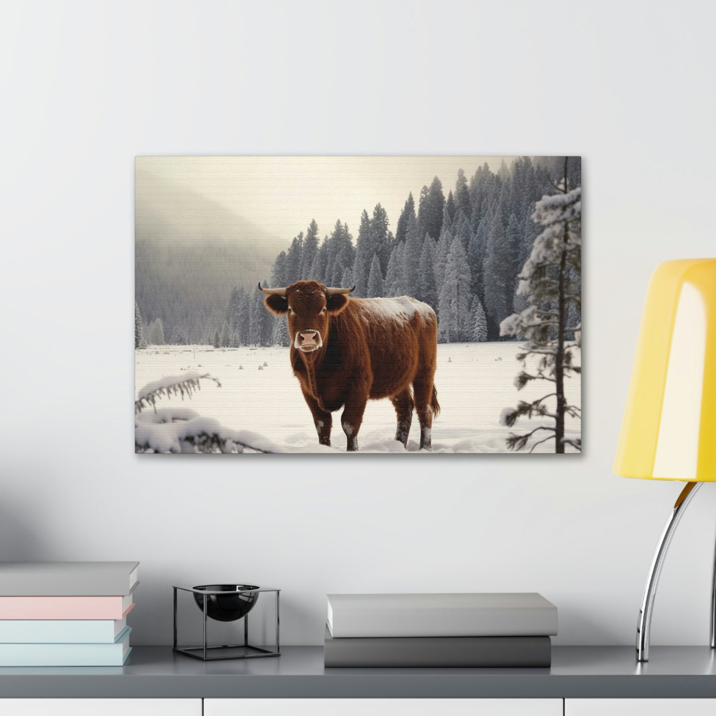 Canvas Gallery Wraps Cow Snow 3