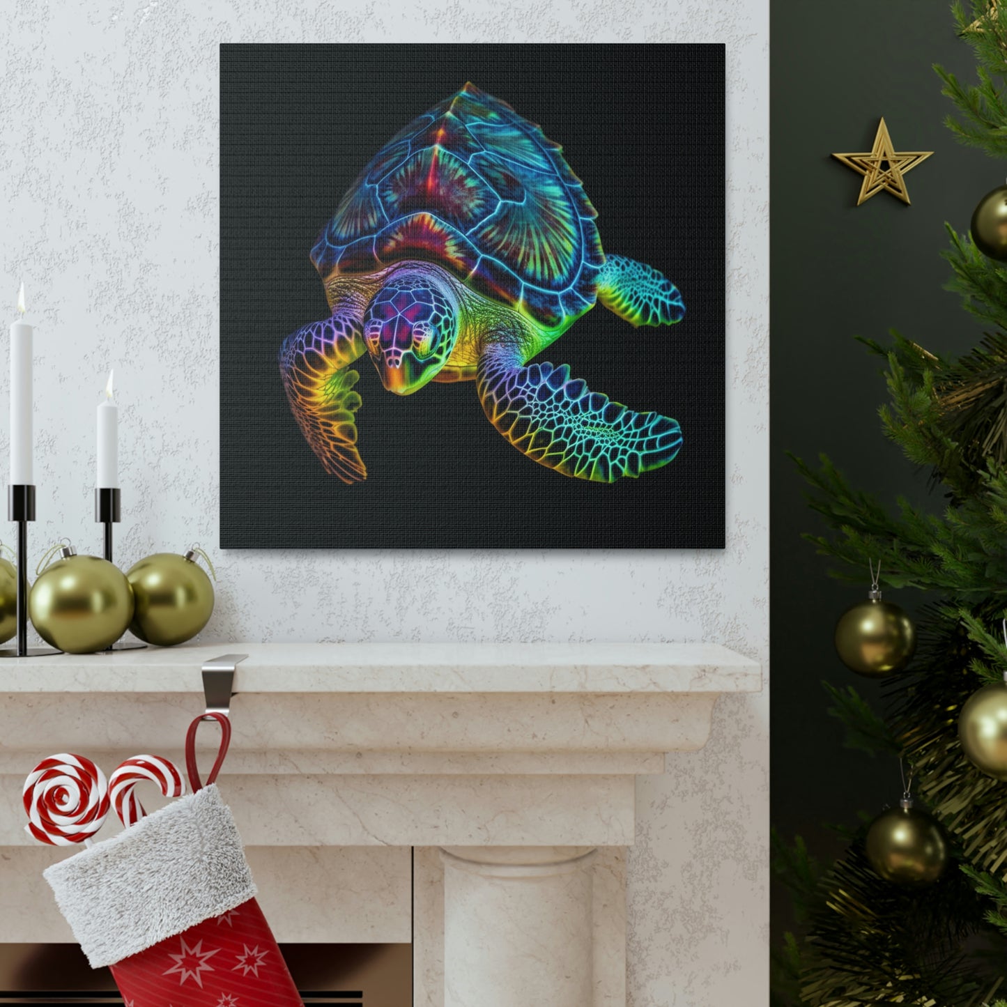 Canvas Gallery Wraps Neon Sea Turtle 1