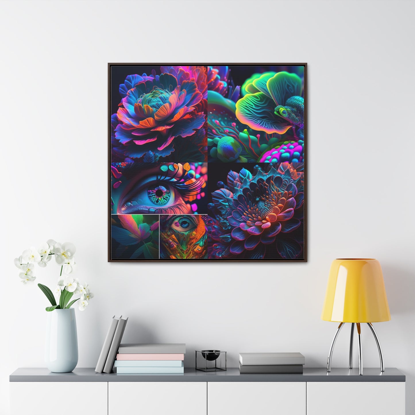 Gallery Canvas Wraps, Square Frame Neon Florescent Glow