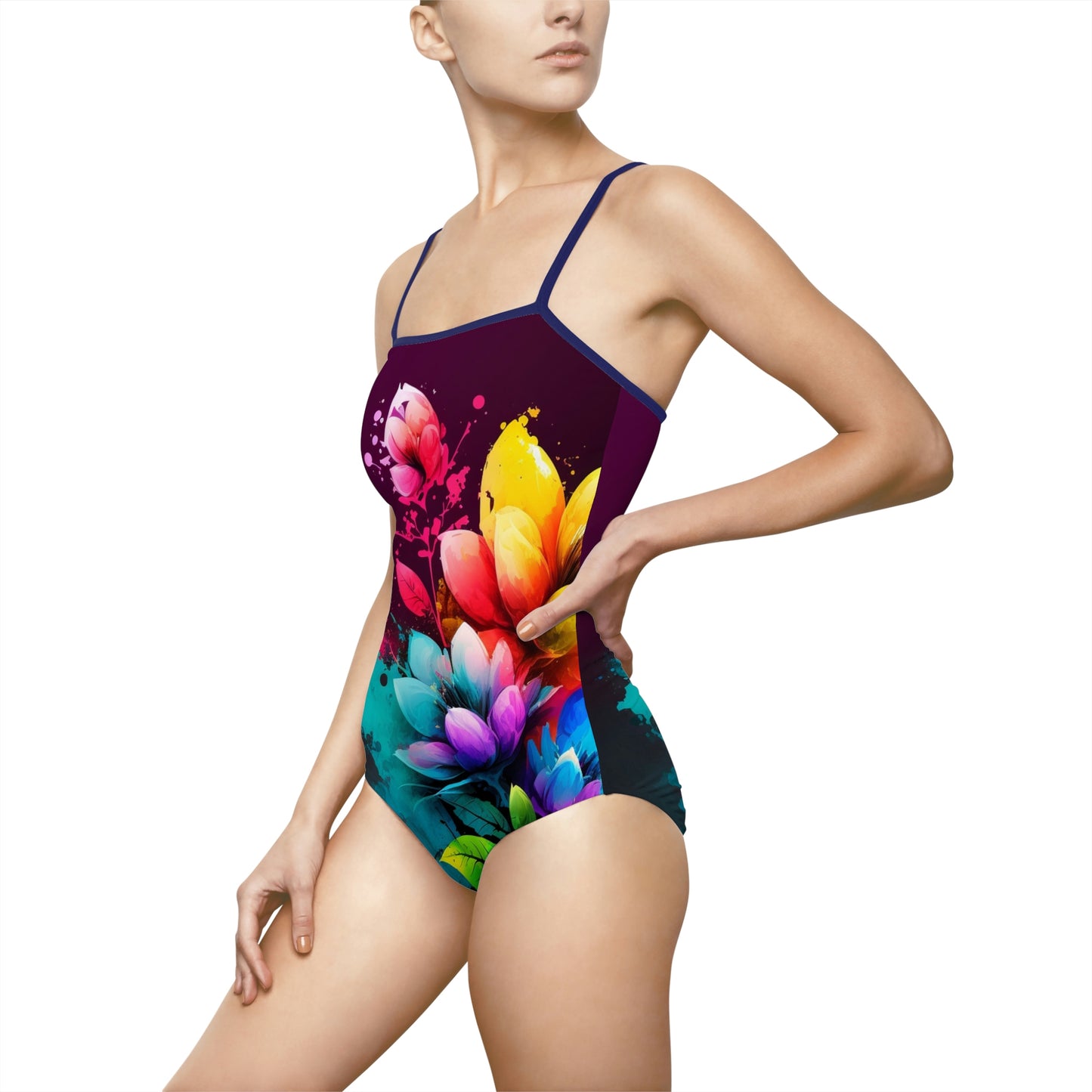 Women's One-piece Swimsuit (AOP) bright spring flowers 3