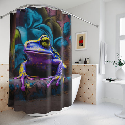 Polyester Shower Curtain dart frog street art 1