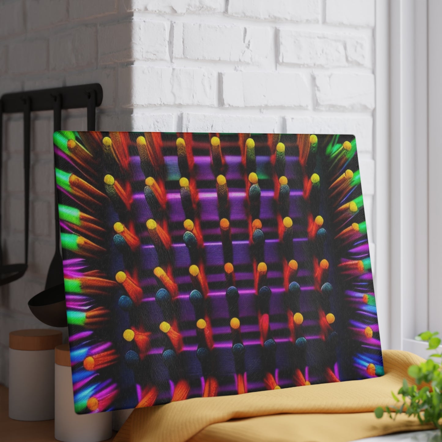 Glass Cutting Board Macro Cactus neon square 2