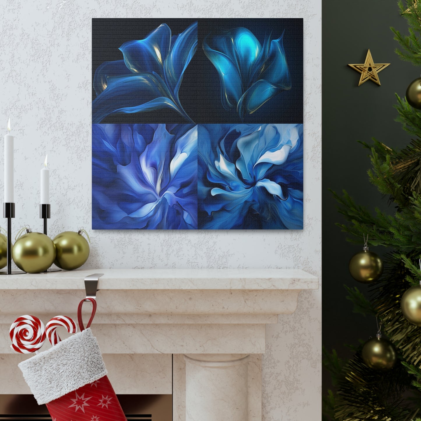 Canvas Gallery Wraps Abstract Blue Tulip 5