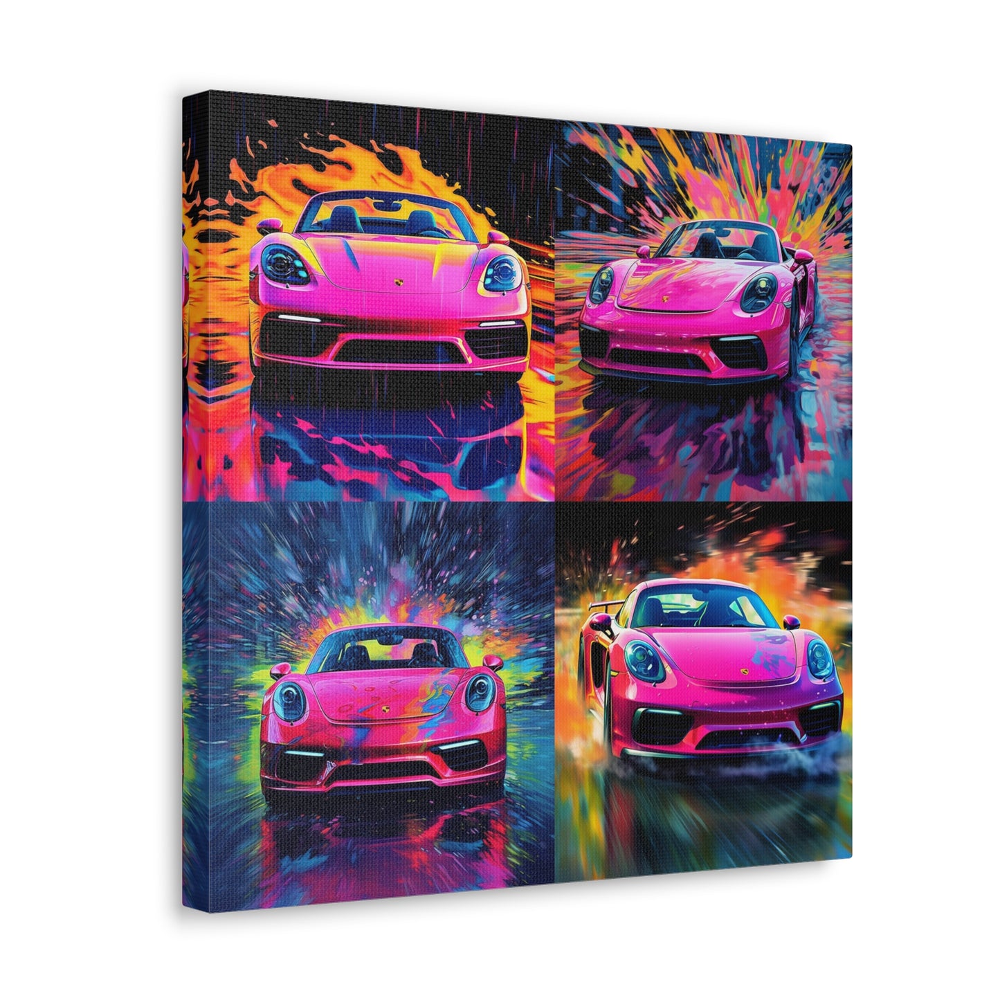 Canvas Gallery Wraps Pink Porsche water fusion 4 pack