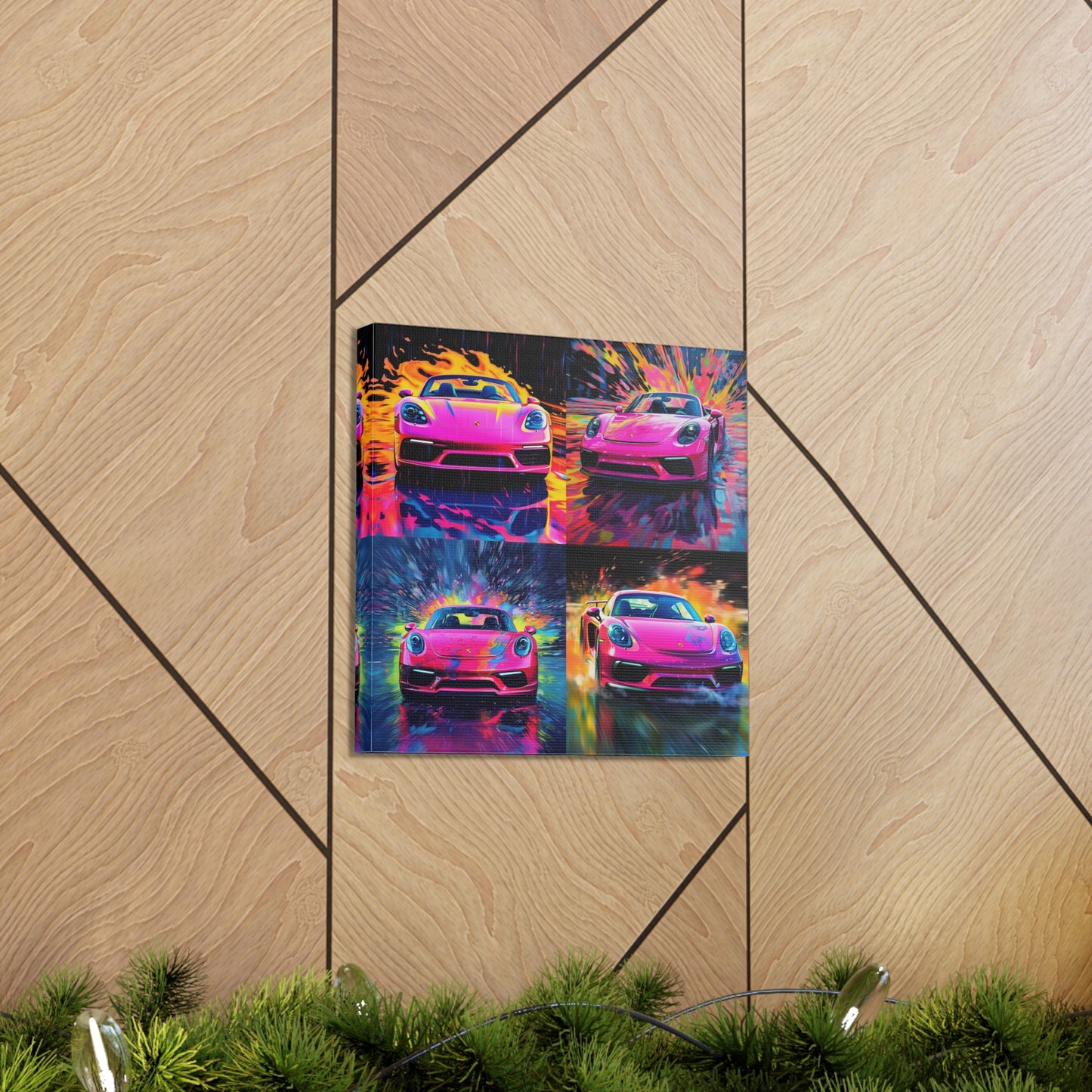 Canvas Gallery Wraps Pink Porsche water fusion 4 pack