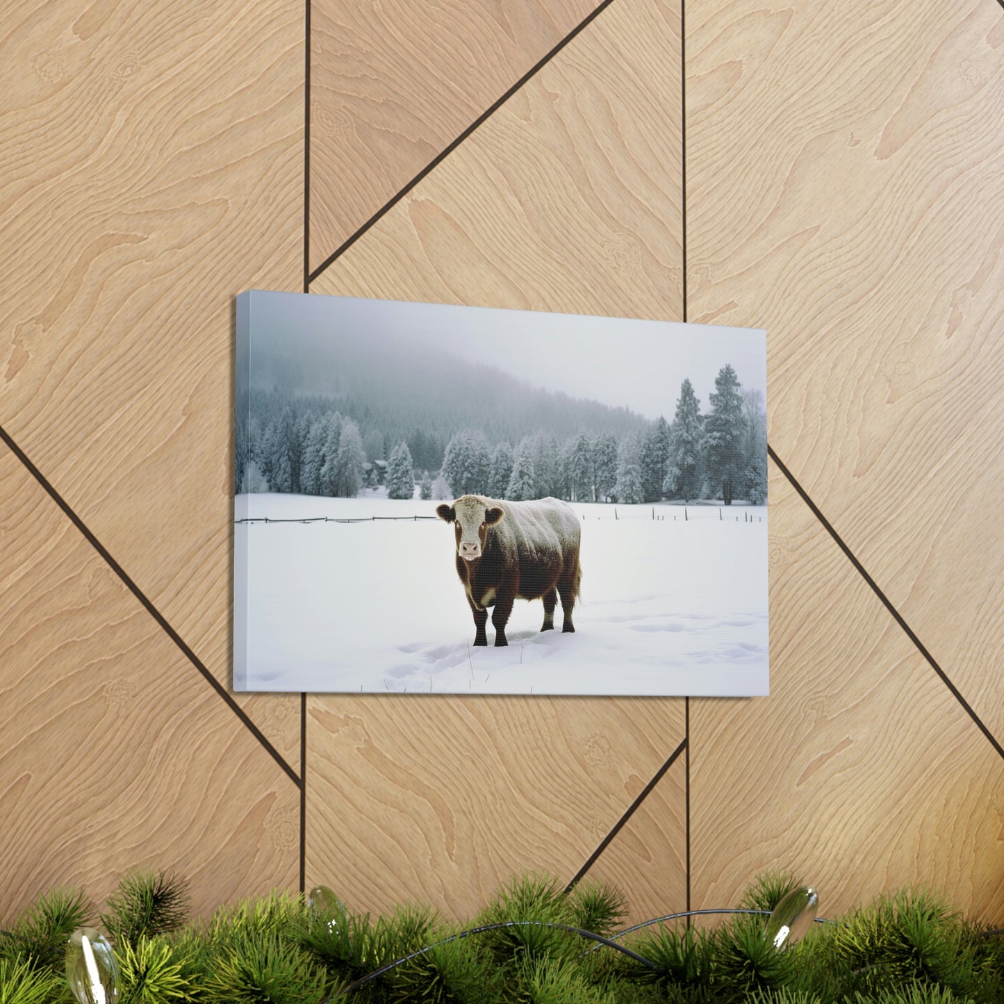 Canvas Gallery Wraps  Cow Snow 1