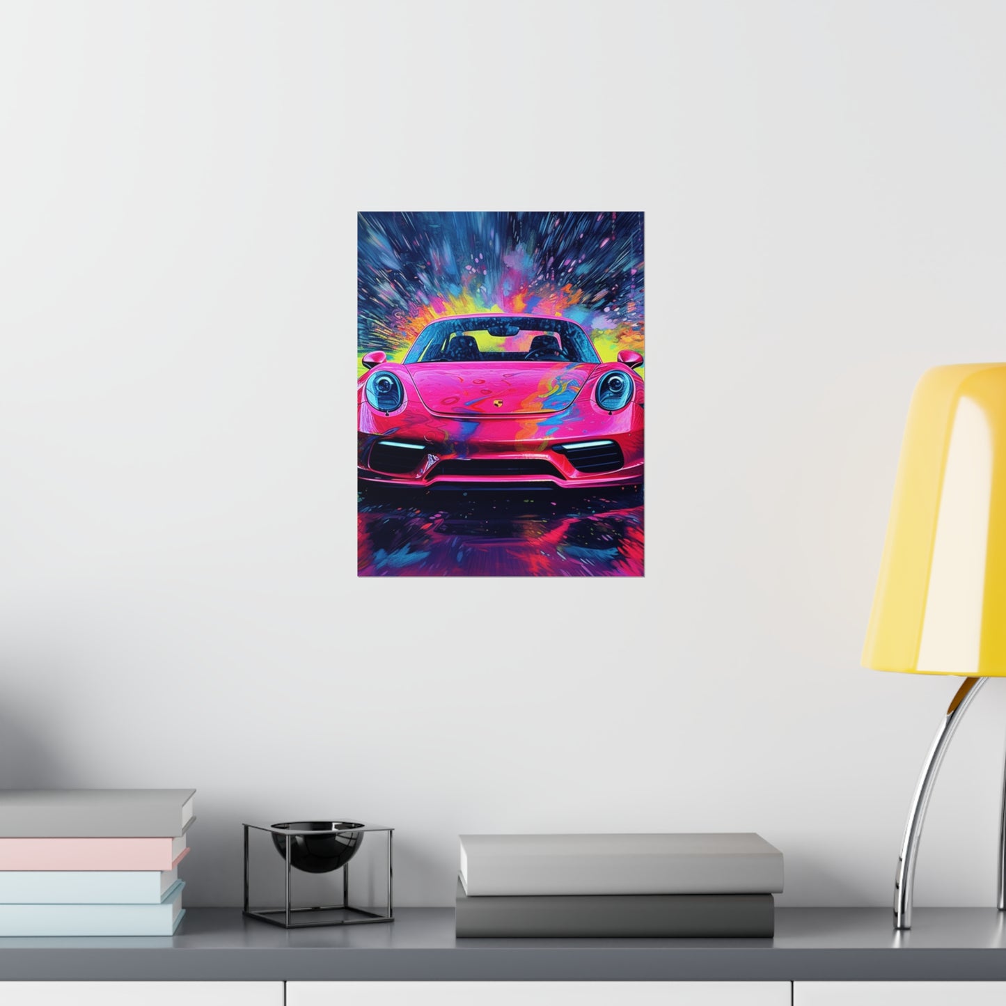 Premium Matte Vertical Posters Pink Porsche water fusion 3