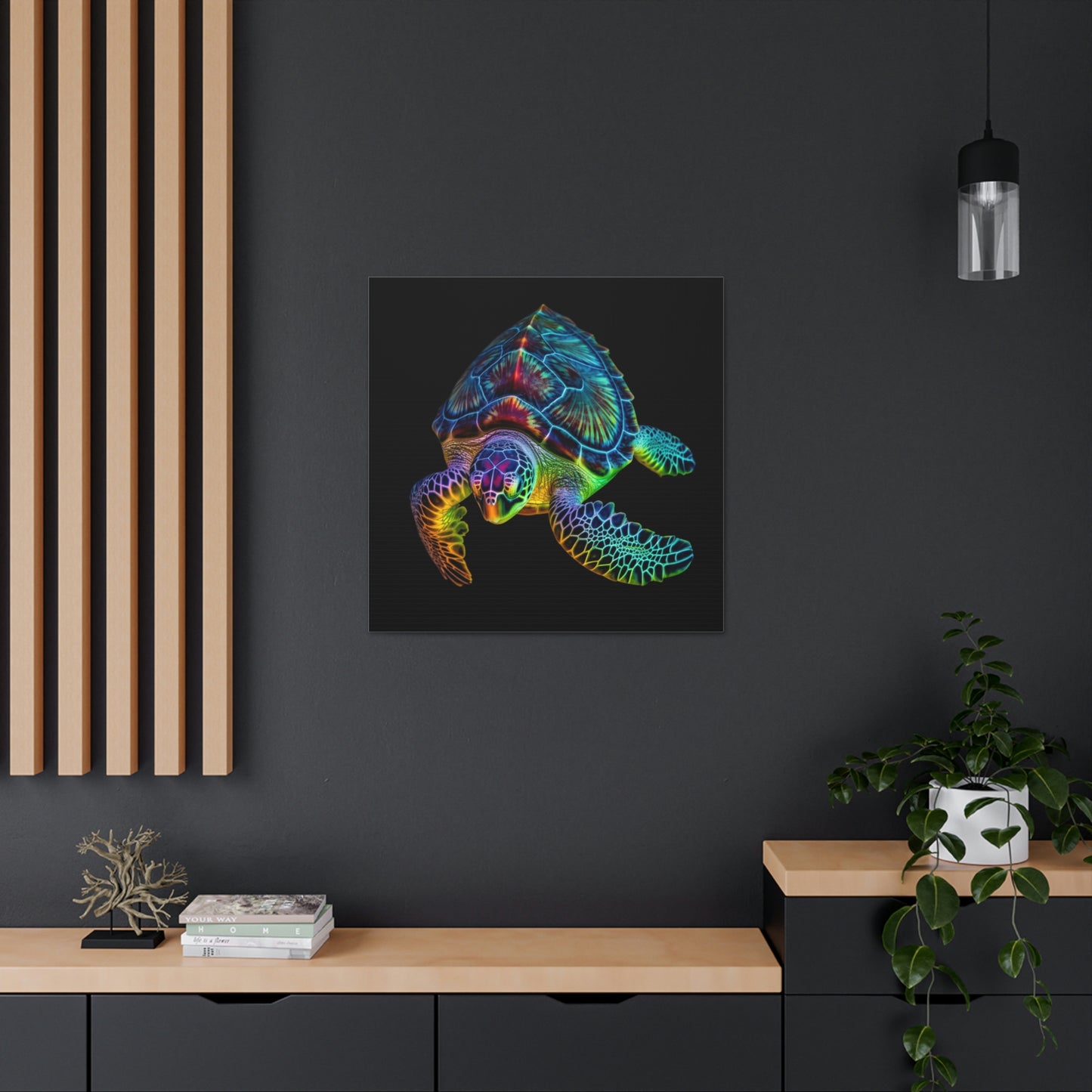 Canvas Gallery Wraps Neon Sea Turtle 1