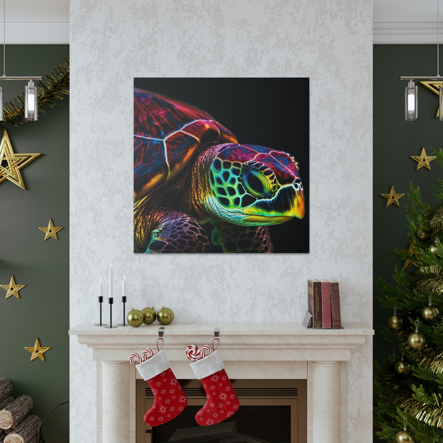 Canvas Gallery Wraps Neon Sea Turtle 3