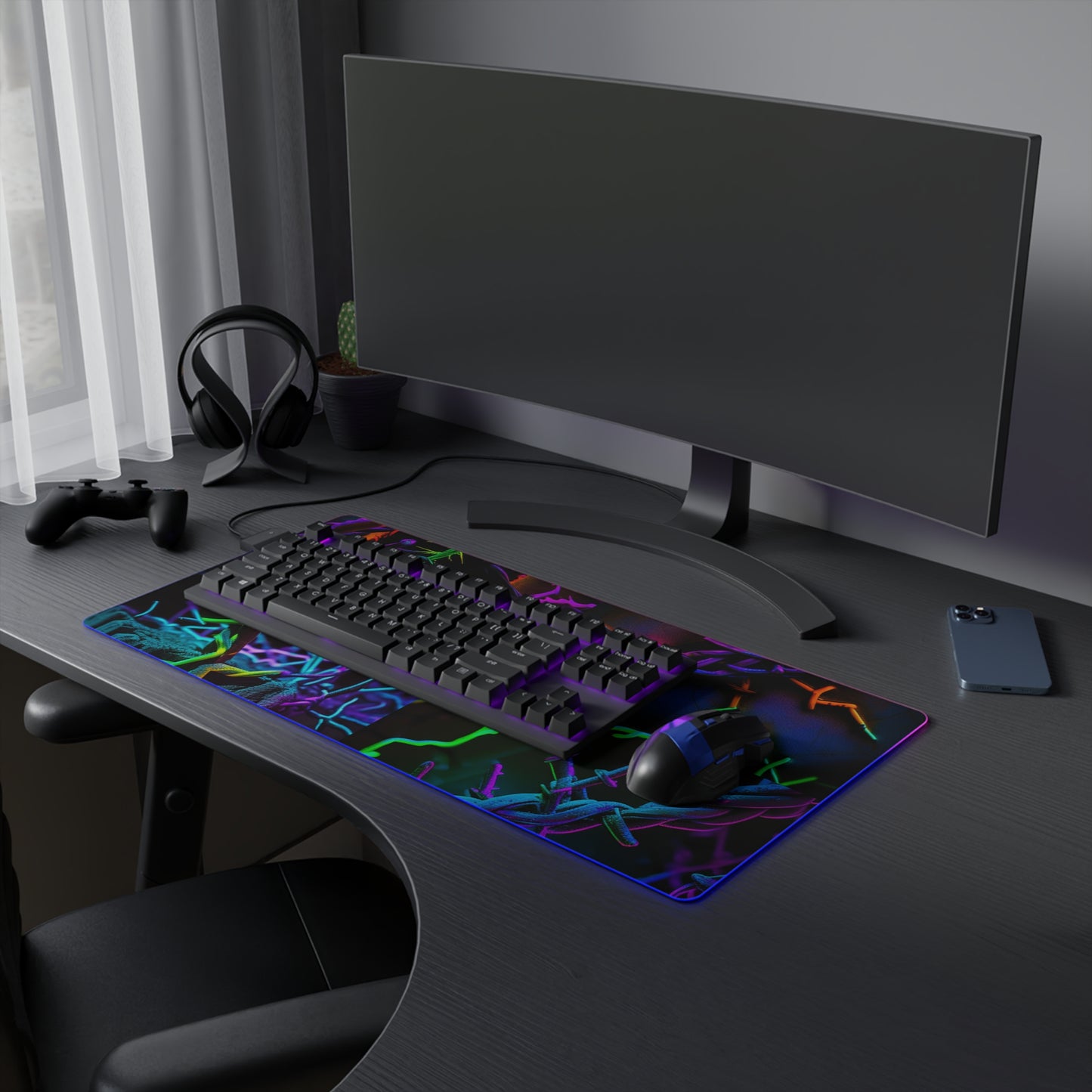 LED Gaming Mouse Pad Macro Neon Barbs 5