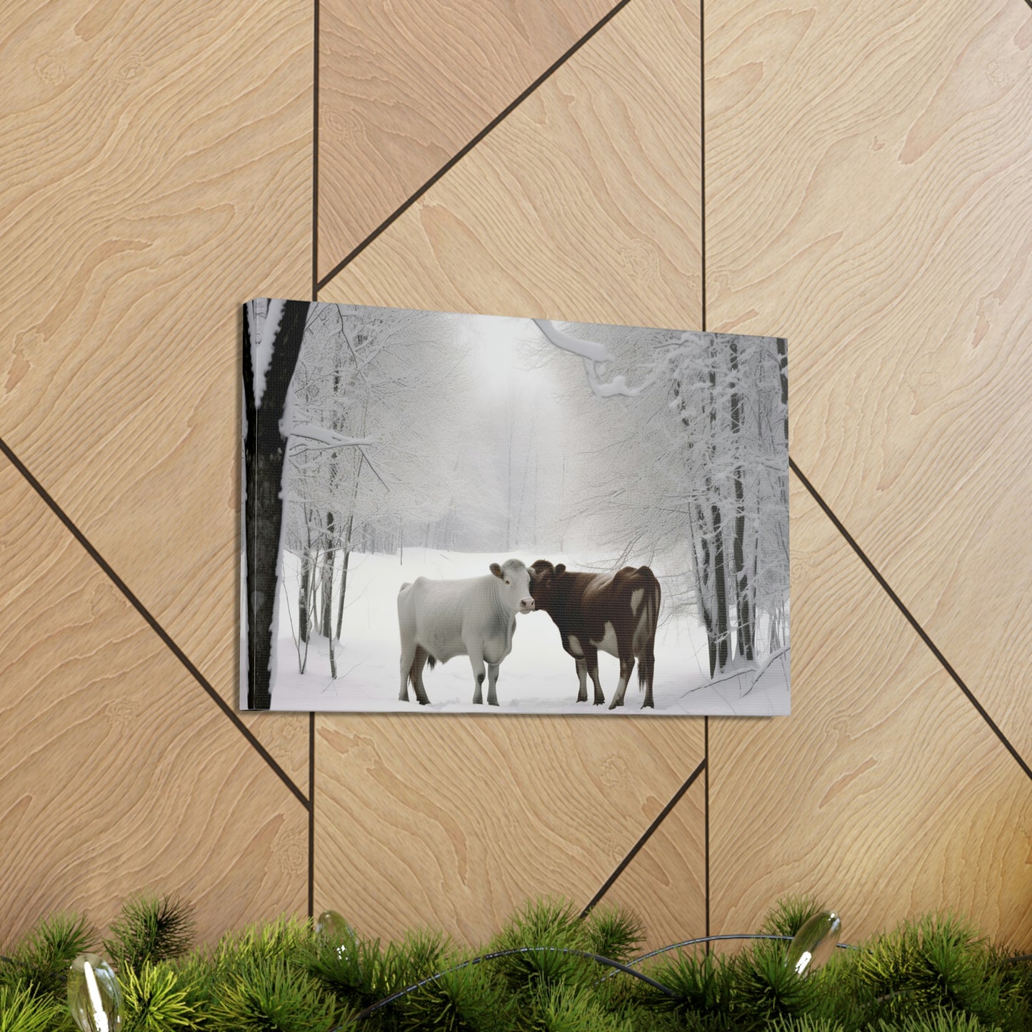 Canvas Gallery Wraps Long Haired Cow snow 4