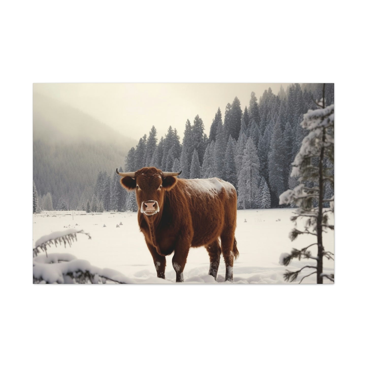 Canvas Gallery Wraps Cow Snow 3