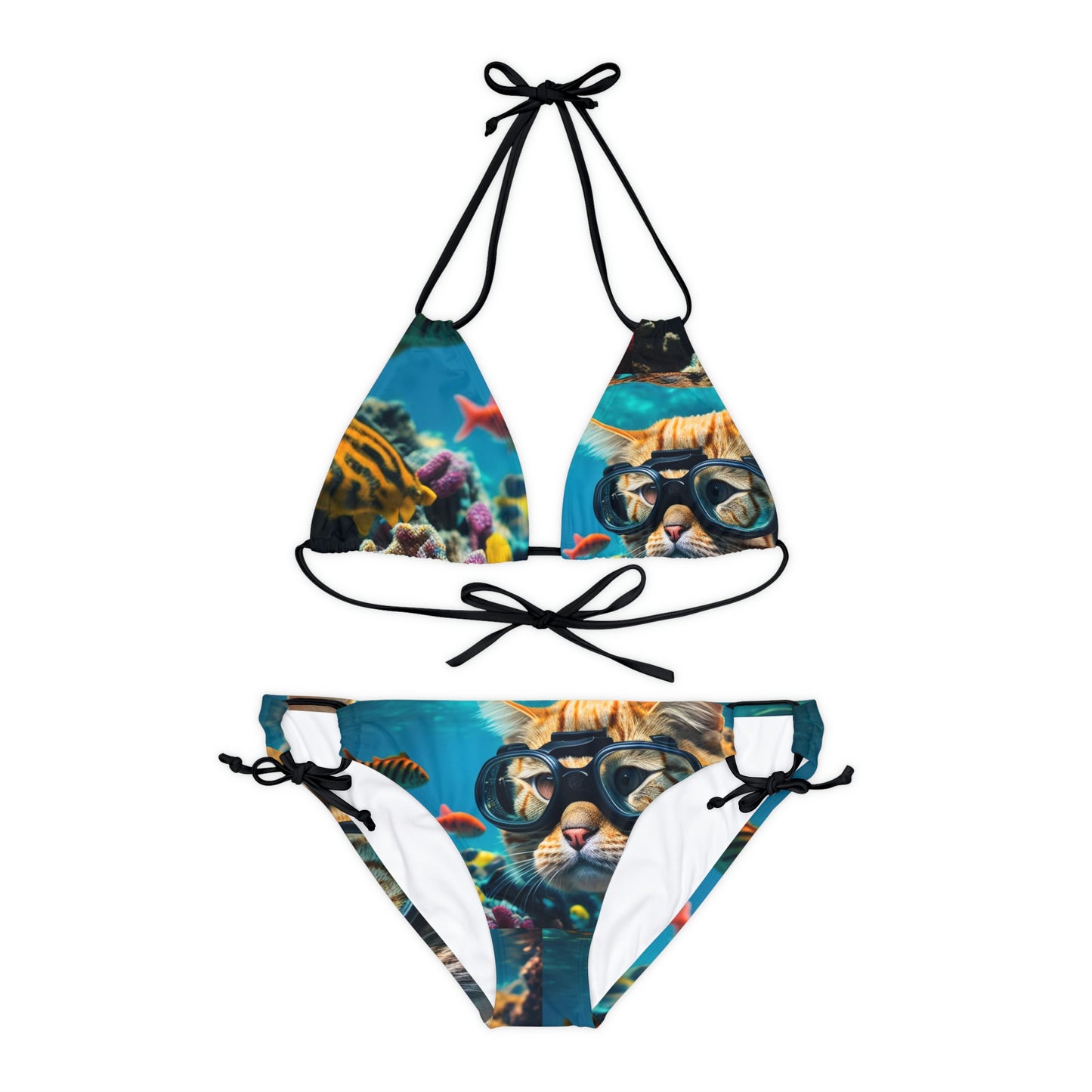 Strappy Bikini Set (AOP) Scuba Cat 3