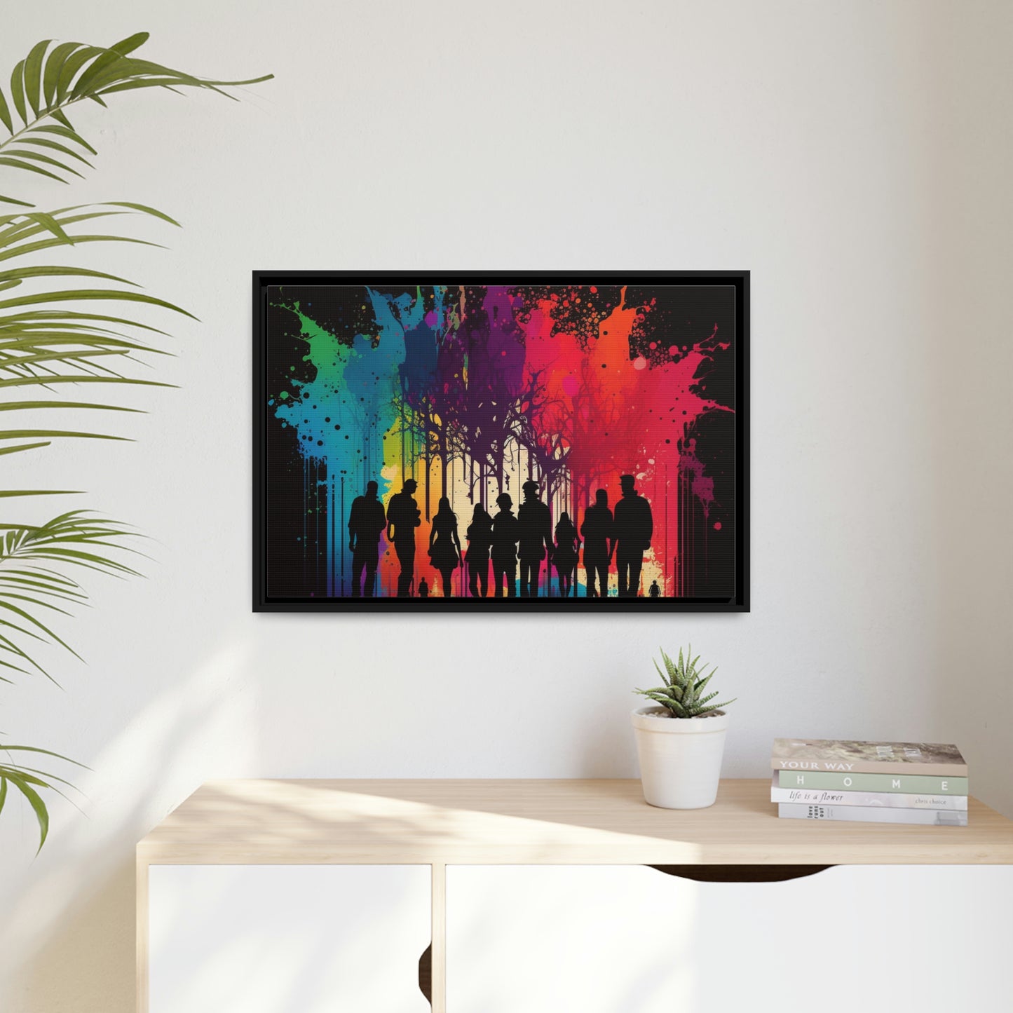 Matte Canvas, Black Frame Silhouettes Color Party 2