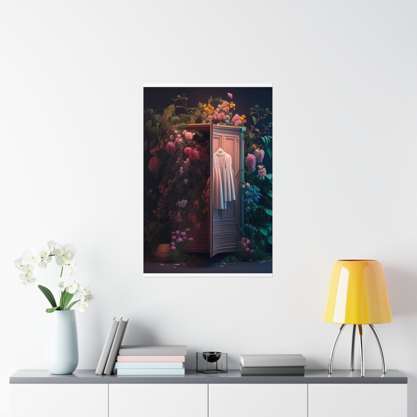 Premium Matte Vertical Posters A Wardrobe Surrounded by Flowers 3