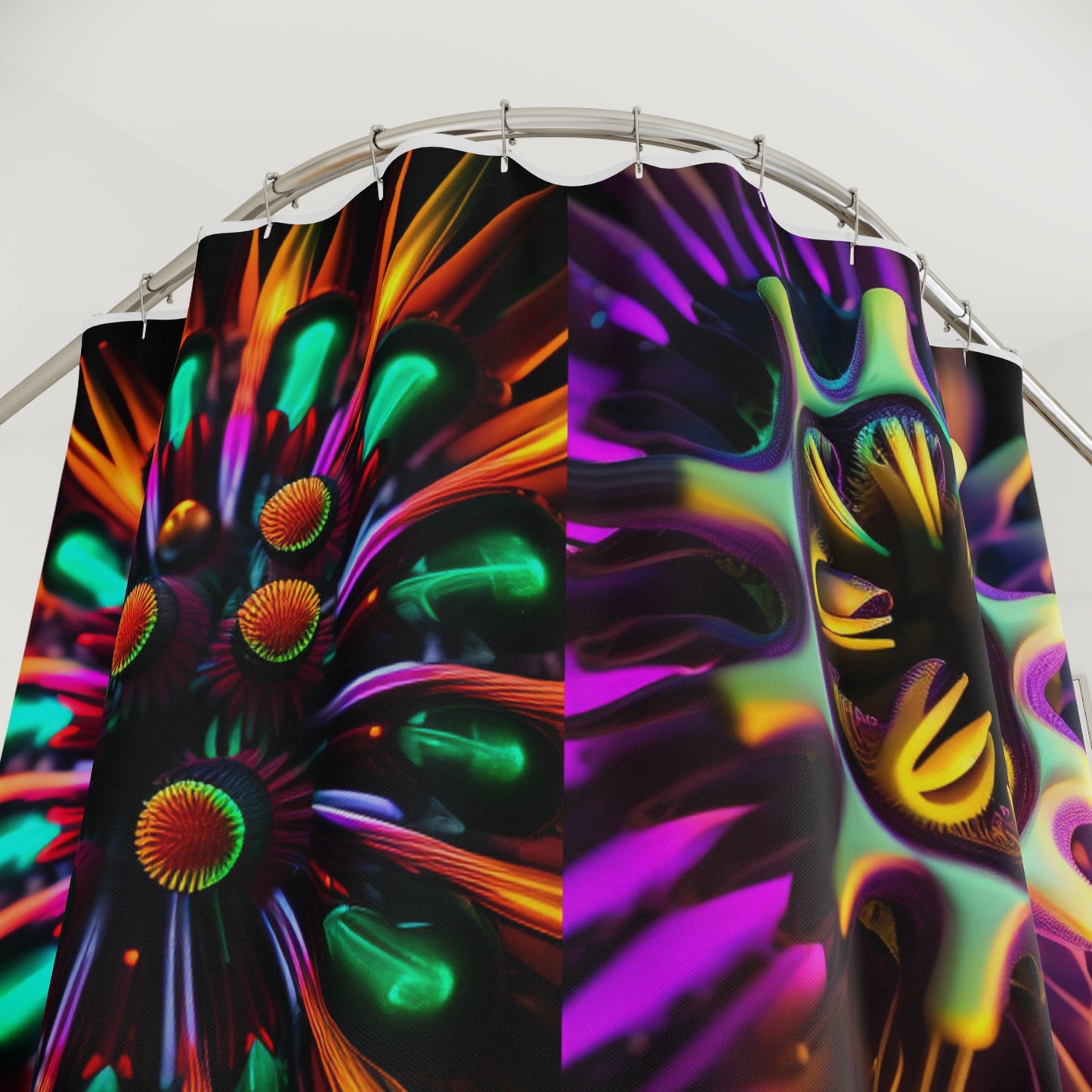 Polyester Shower Curtain Neon Macro