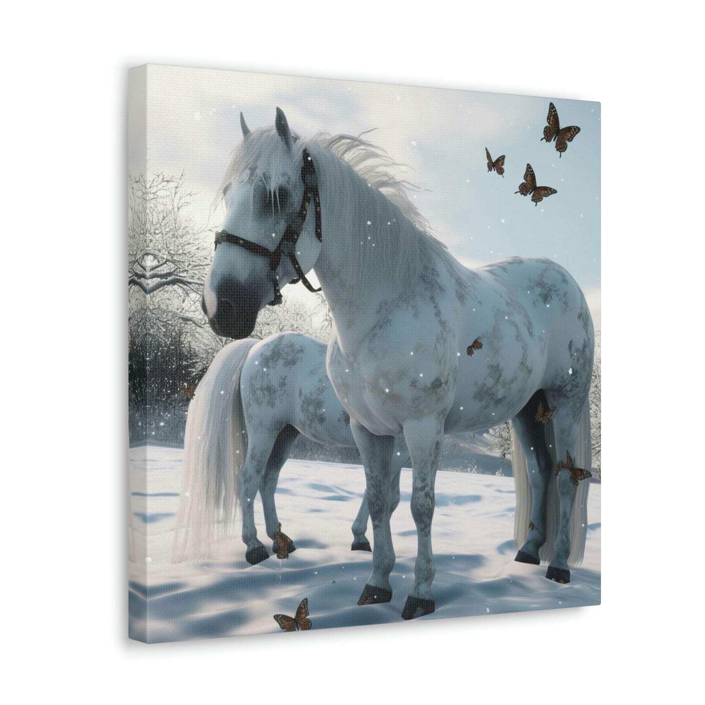 Canvas Gallery Wraps Butterfly Snow Horses 1