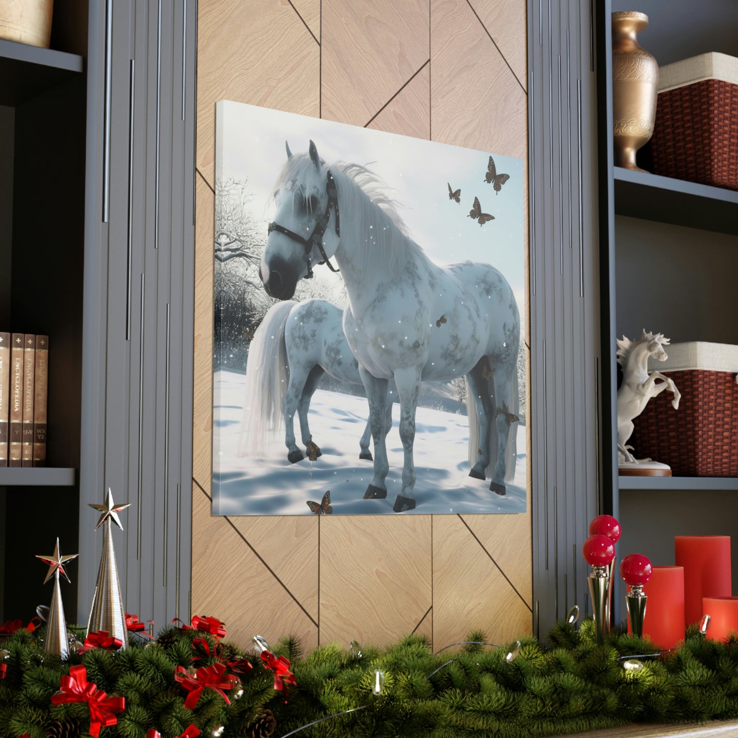 Canvas Gallery Wraps Butterfly Snow Horses 1