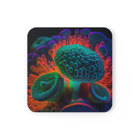 Cork Back Coaster Macro Reef Florescent 3