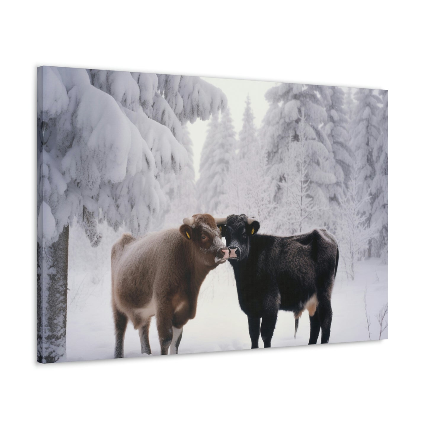 Canvas Gallery Wraps Long Haired Cow snow 3