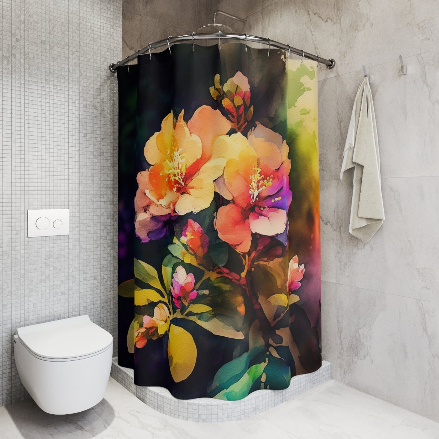 Polyester Shower Curtain bright spring flowers 2
