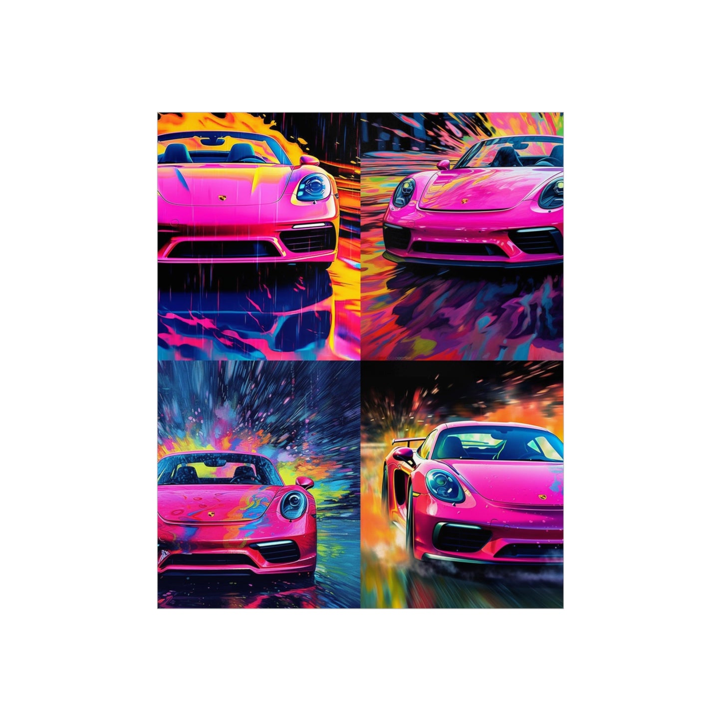 Premium Matte Vertical Posters Pink Porsche water fusion 5