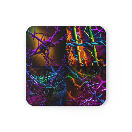 Cork Back Coaster Macro Neon Barb