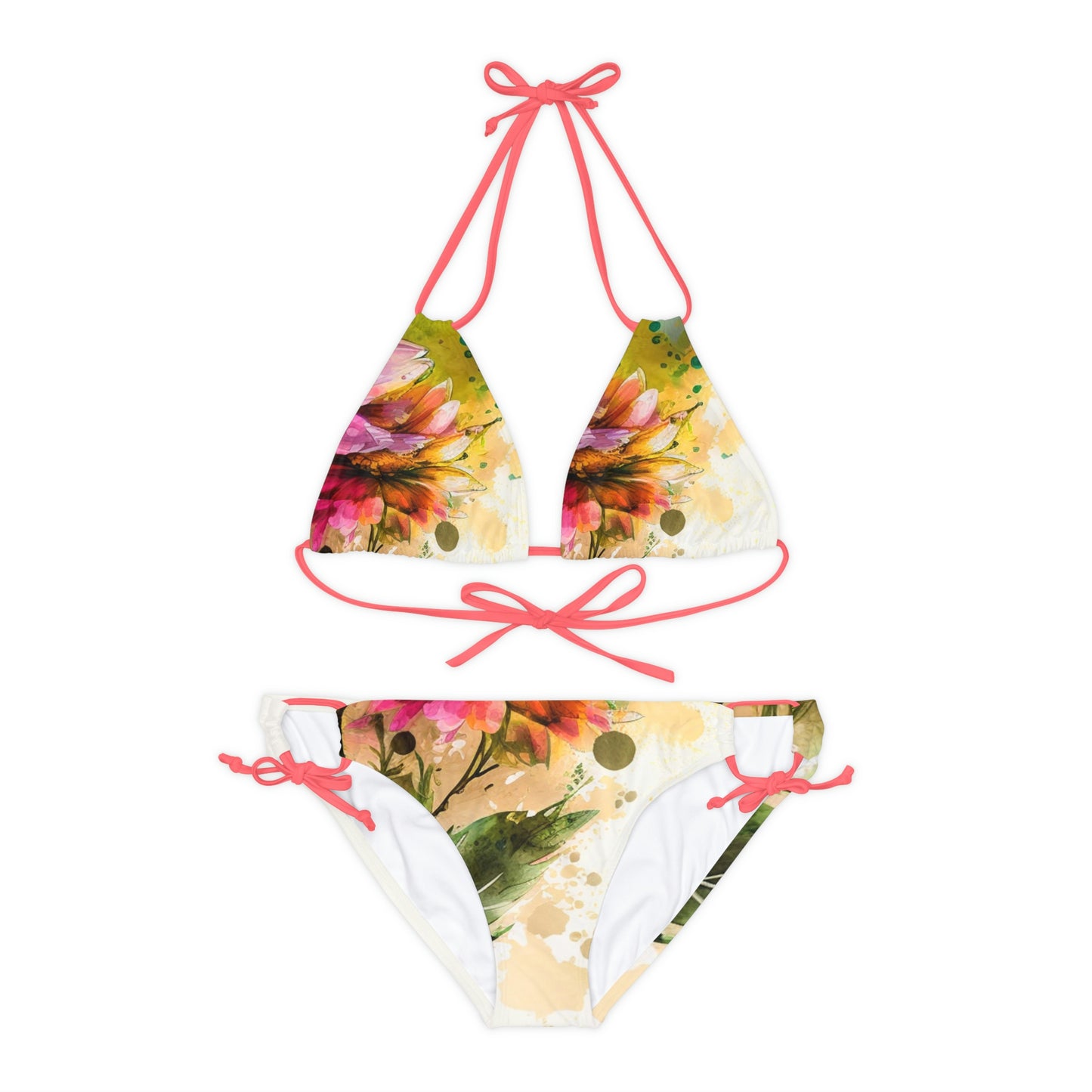 Strappy Bikini Set (AOP)  Bright Spring Flowers 1