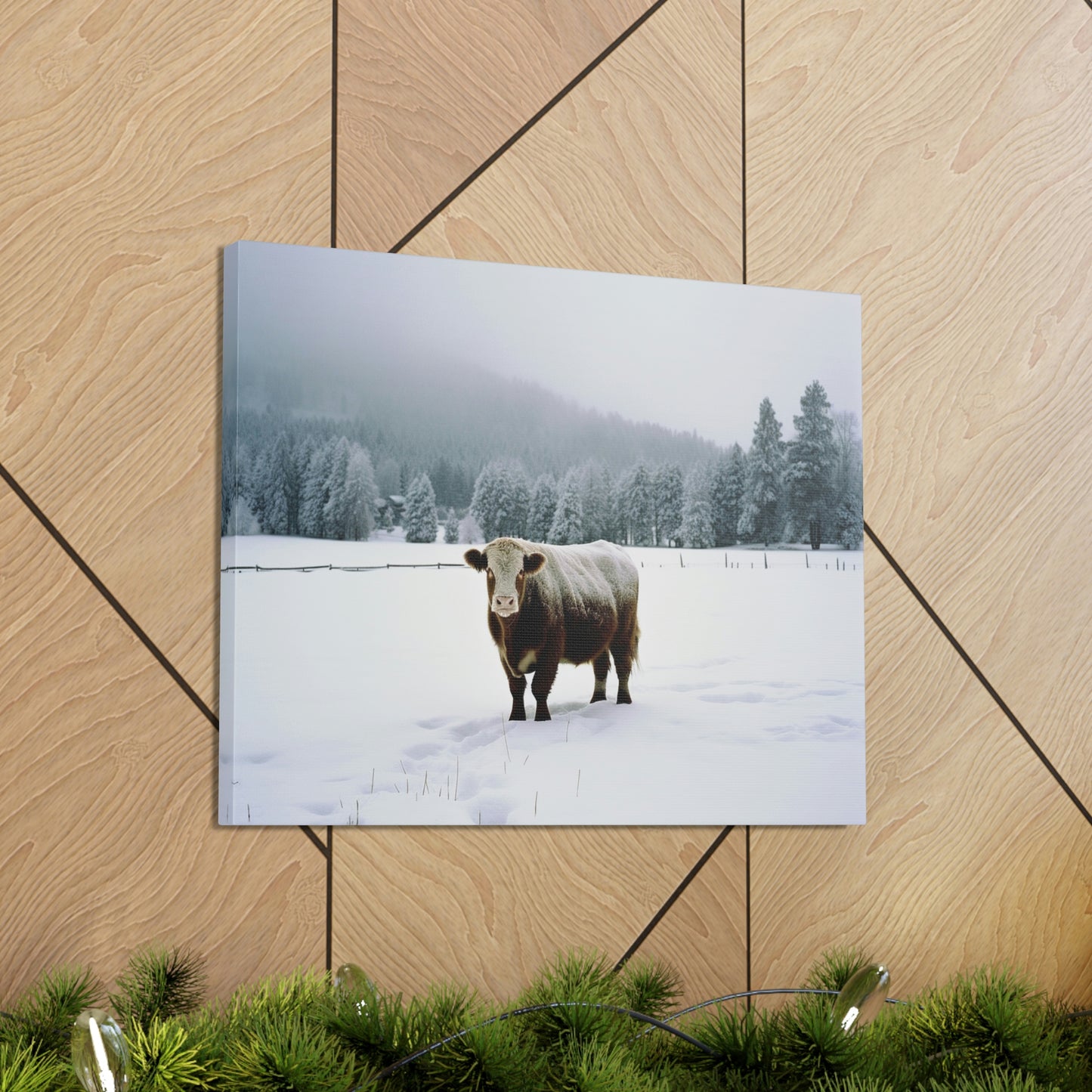 Canvas Gallery Wraps  Cow Snow 1