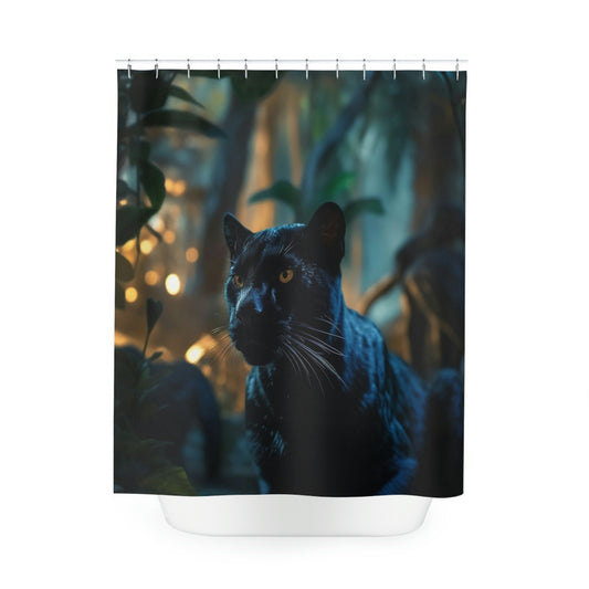 Polyester Shower Curtain black panther 1
