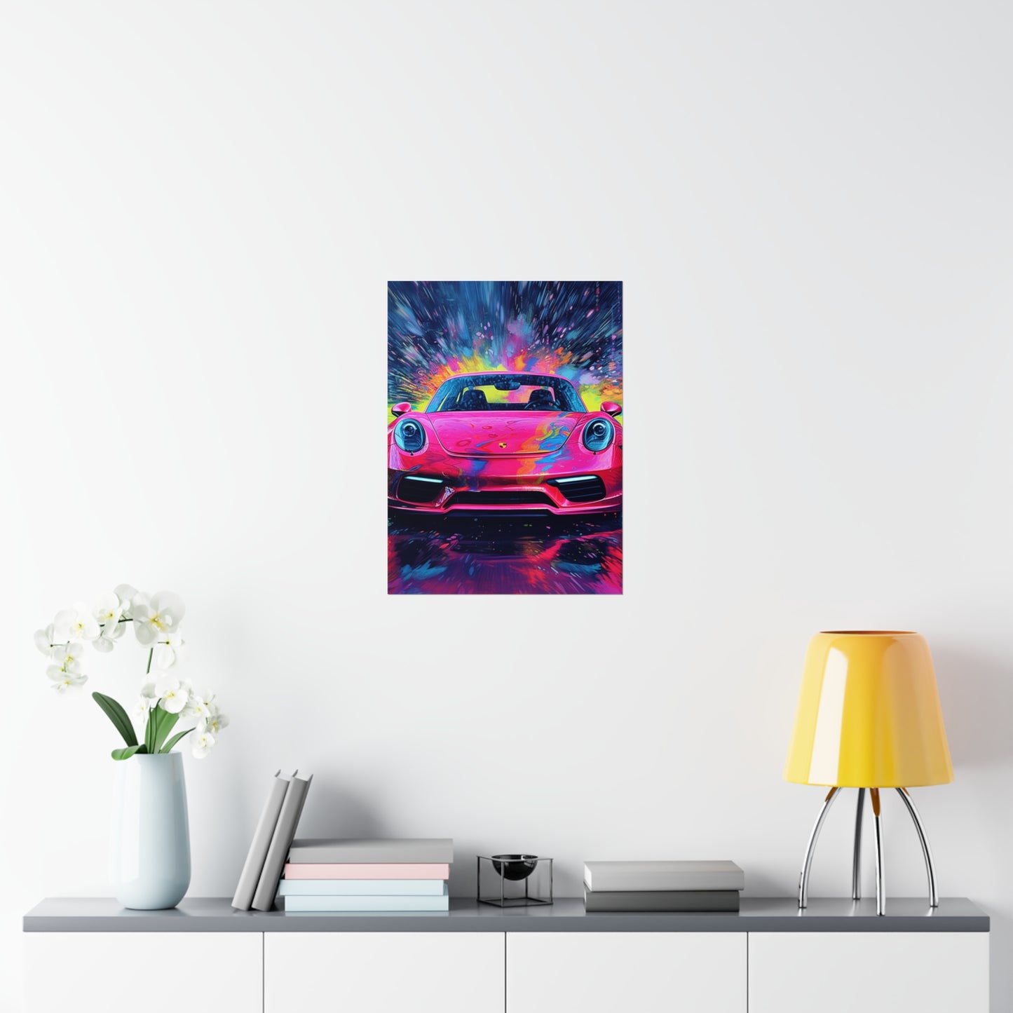 Premium Matte Vertical Posters Pink Porsche water fusion 3