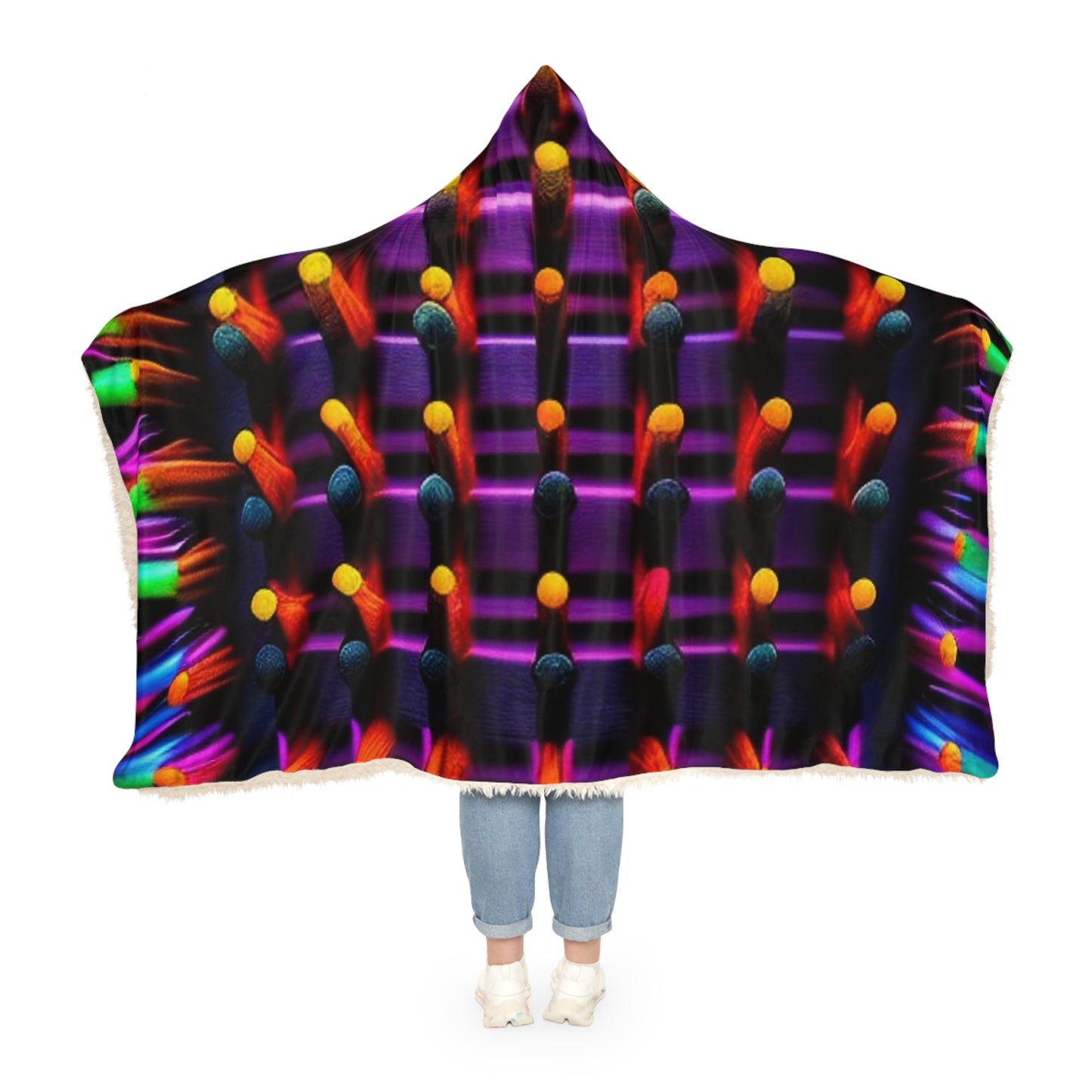 Snuggle Hooded Blanket Macro Cactus neon square 2