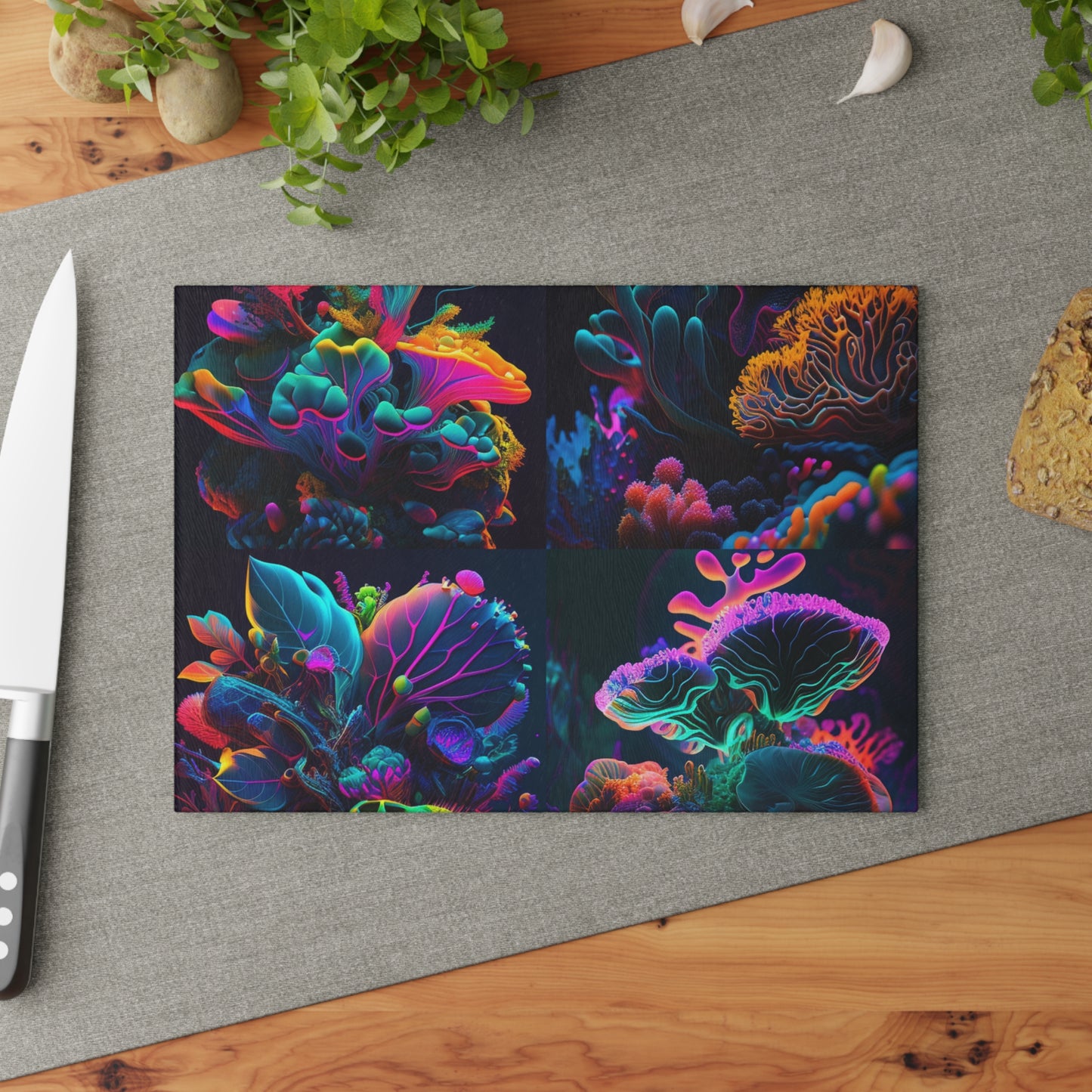 Glass Cutting Board Macro Coral Reef 5